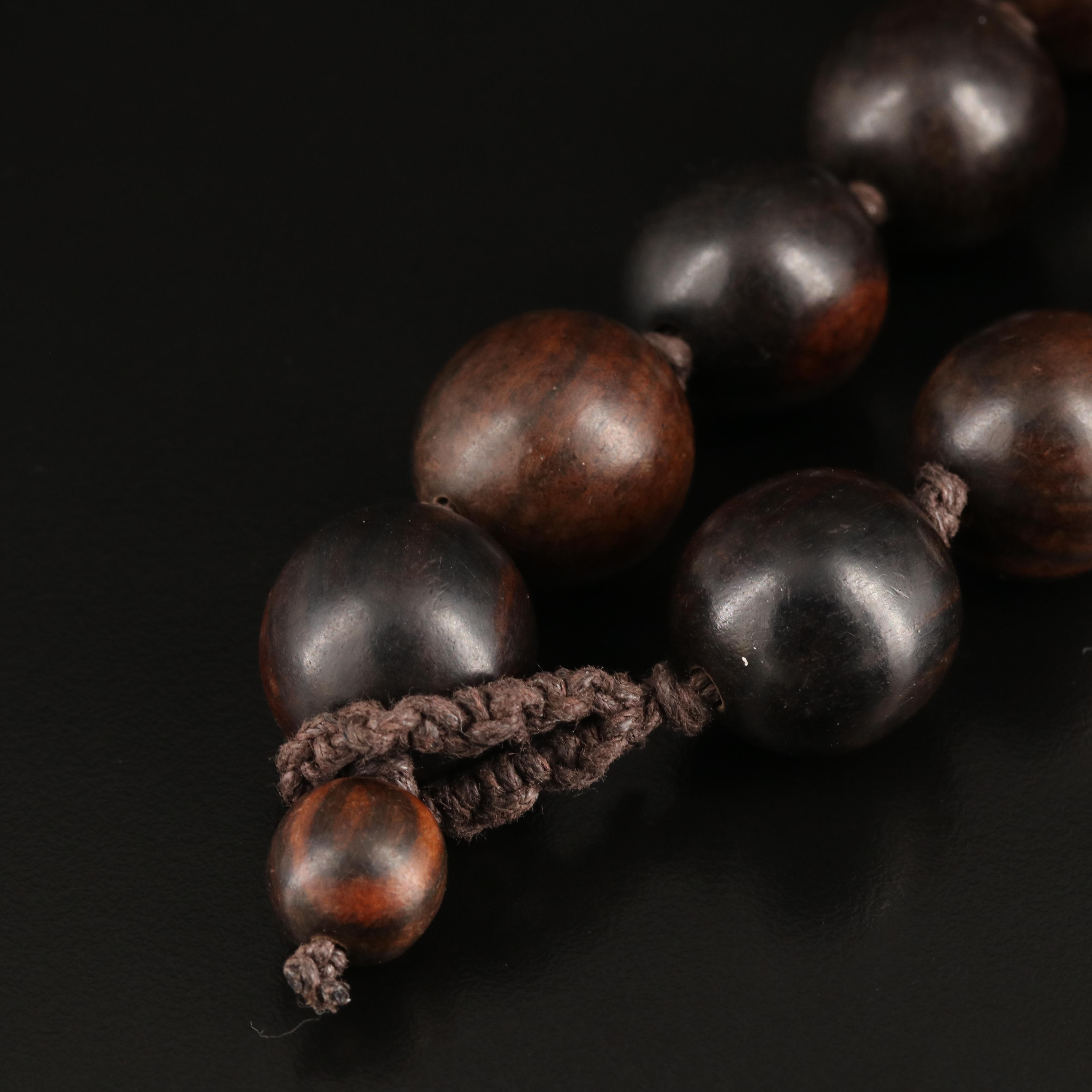 Sterling Pavé Amethyst Curb Link Station on Wood Bead Necklace