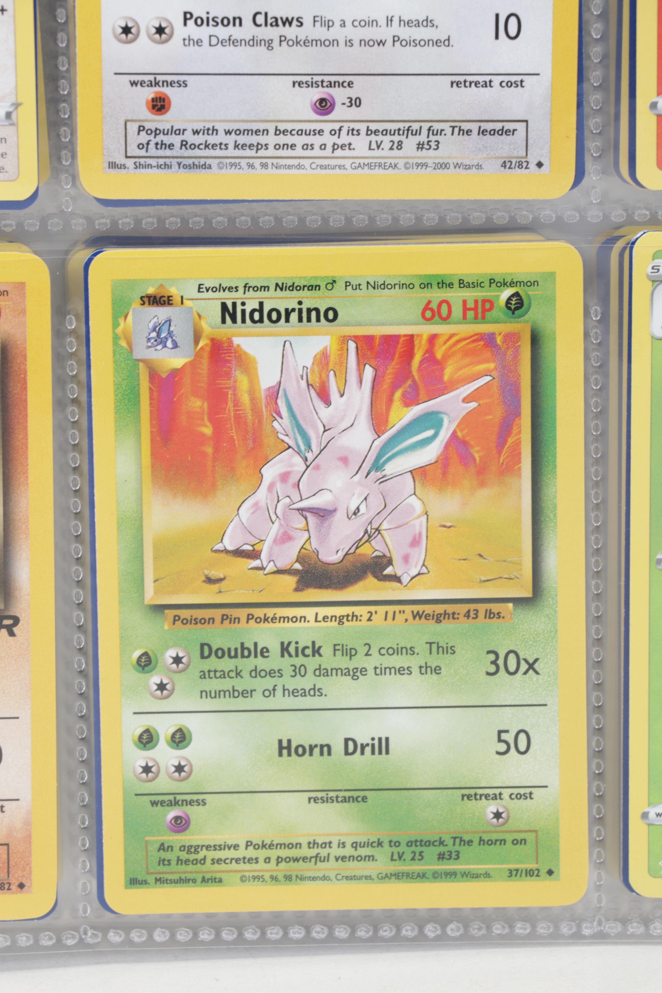 Pokémon Trading Cards Including First Edition Dark Persian and Nidorino
