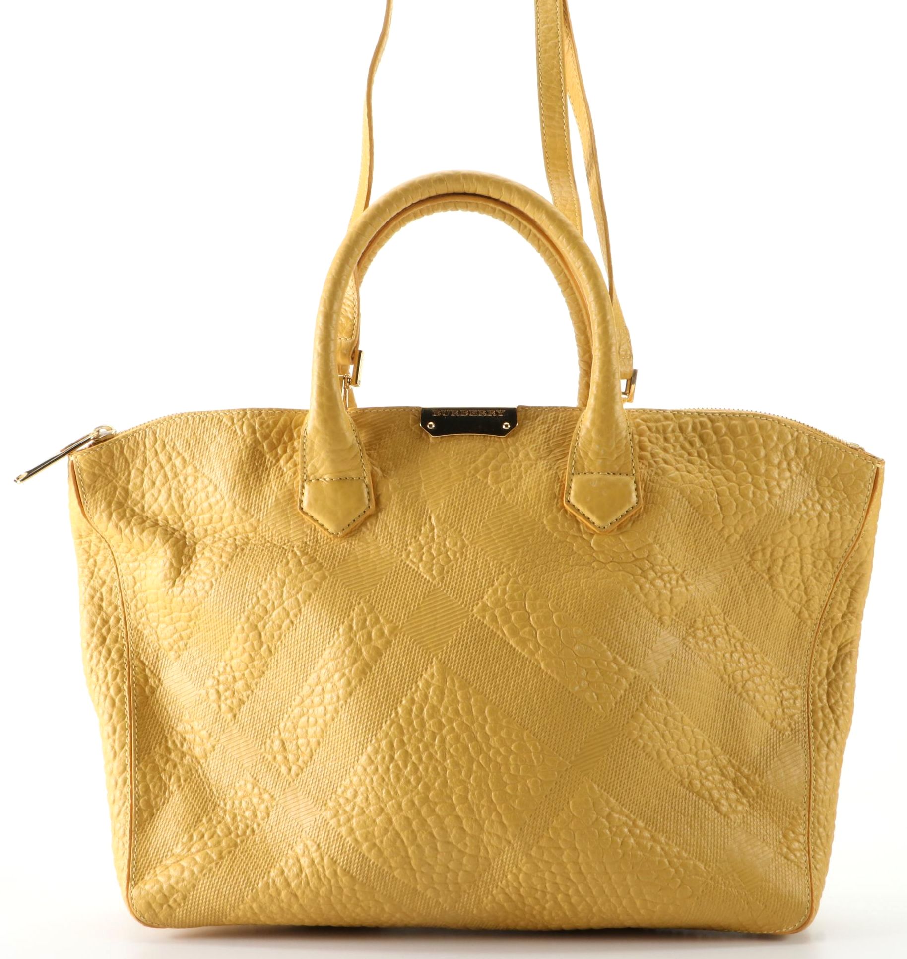 Burberry Dewsbury Two-Way Tote in Check Embossed Leather