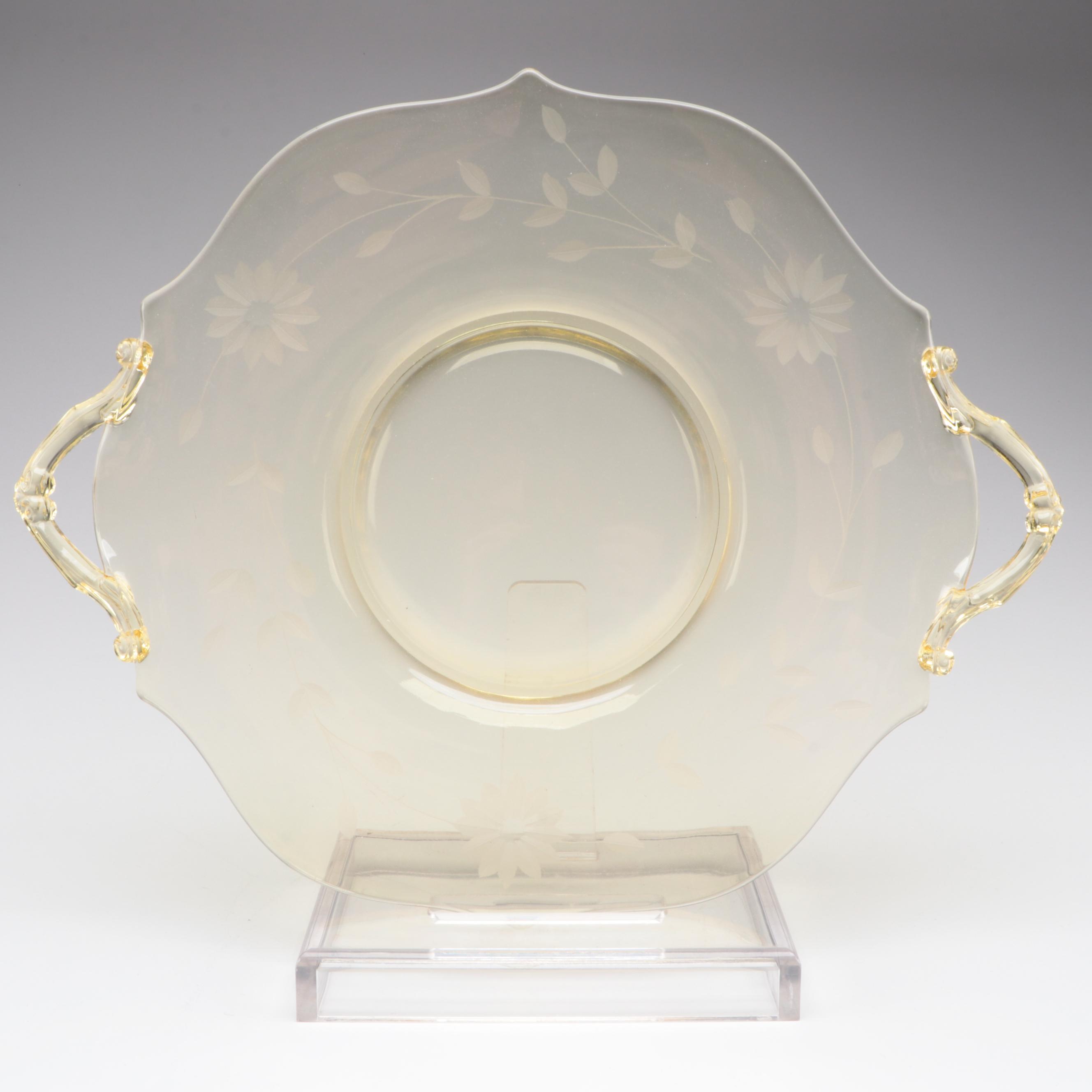 Lancaster "Jubilee" Tray with Other Yellow and Clear Depression Glass Tableware