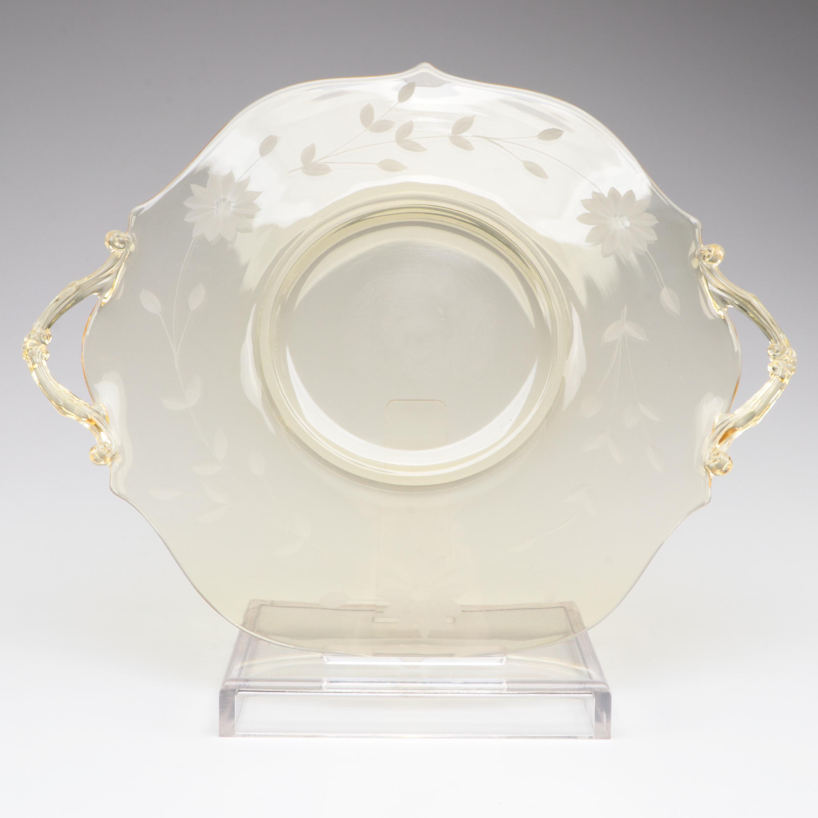 Lancaster "Jubilee" Tray with Other Yellow and Clear Depression Glass Tableware