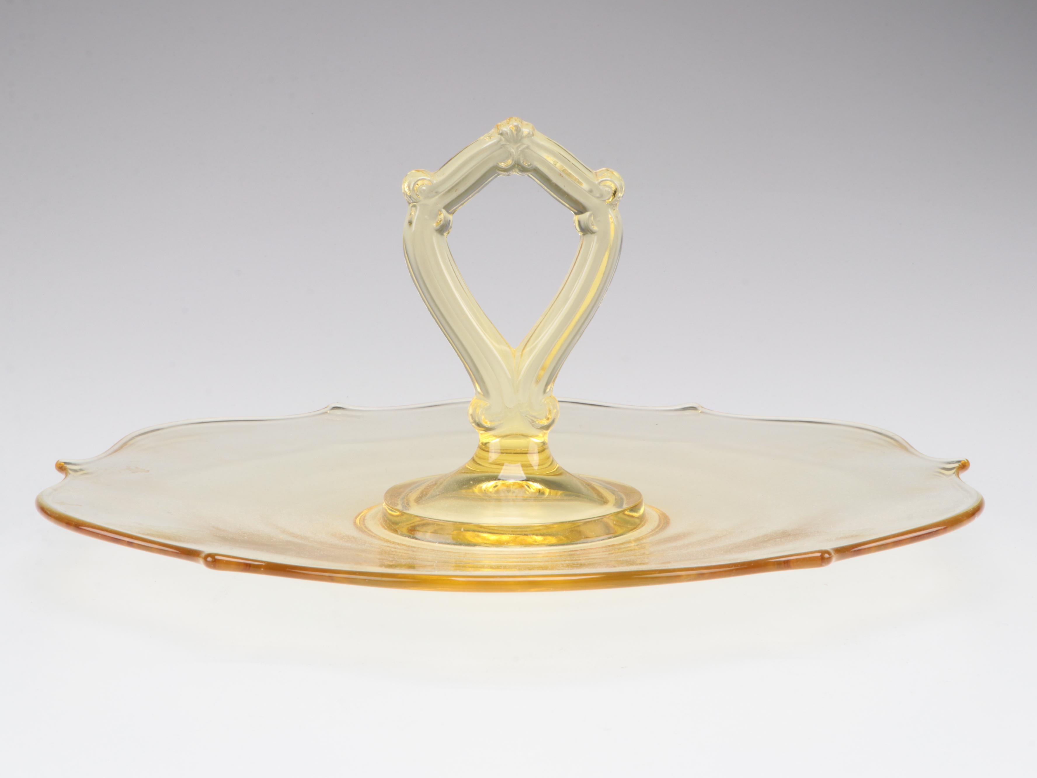 Lancaster "Jubilee" Tray with Other Yellow and Clear Depression Glass Tableware