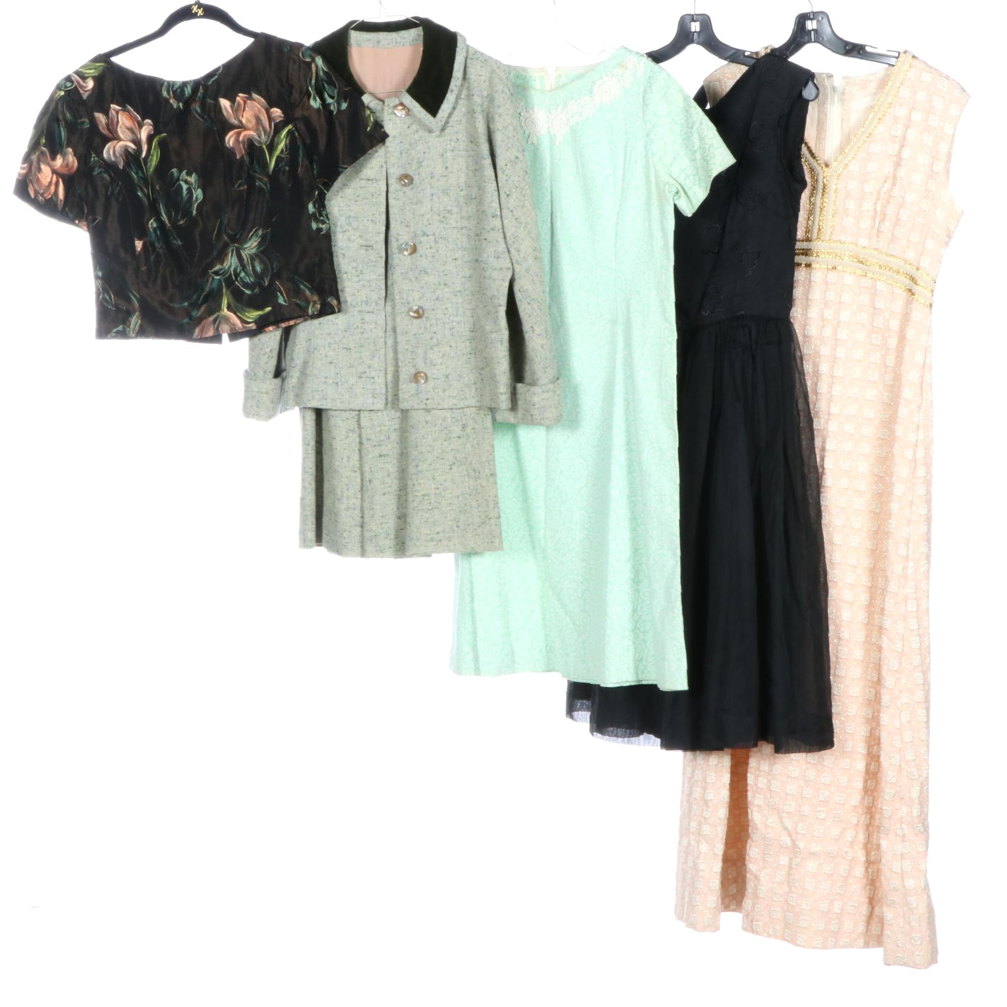 Floral and Knit Dresses, Crop Top, and Skirt Suit