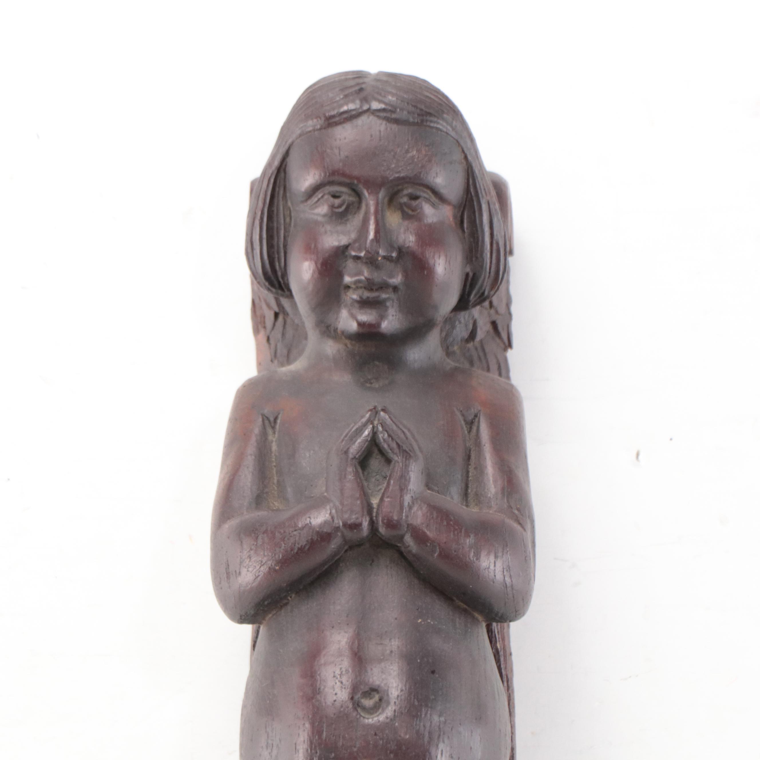 Carved Wood Praying Angel Wall Hanging