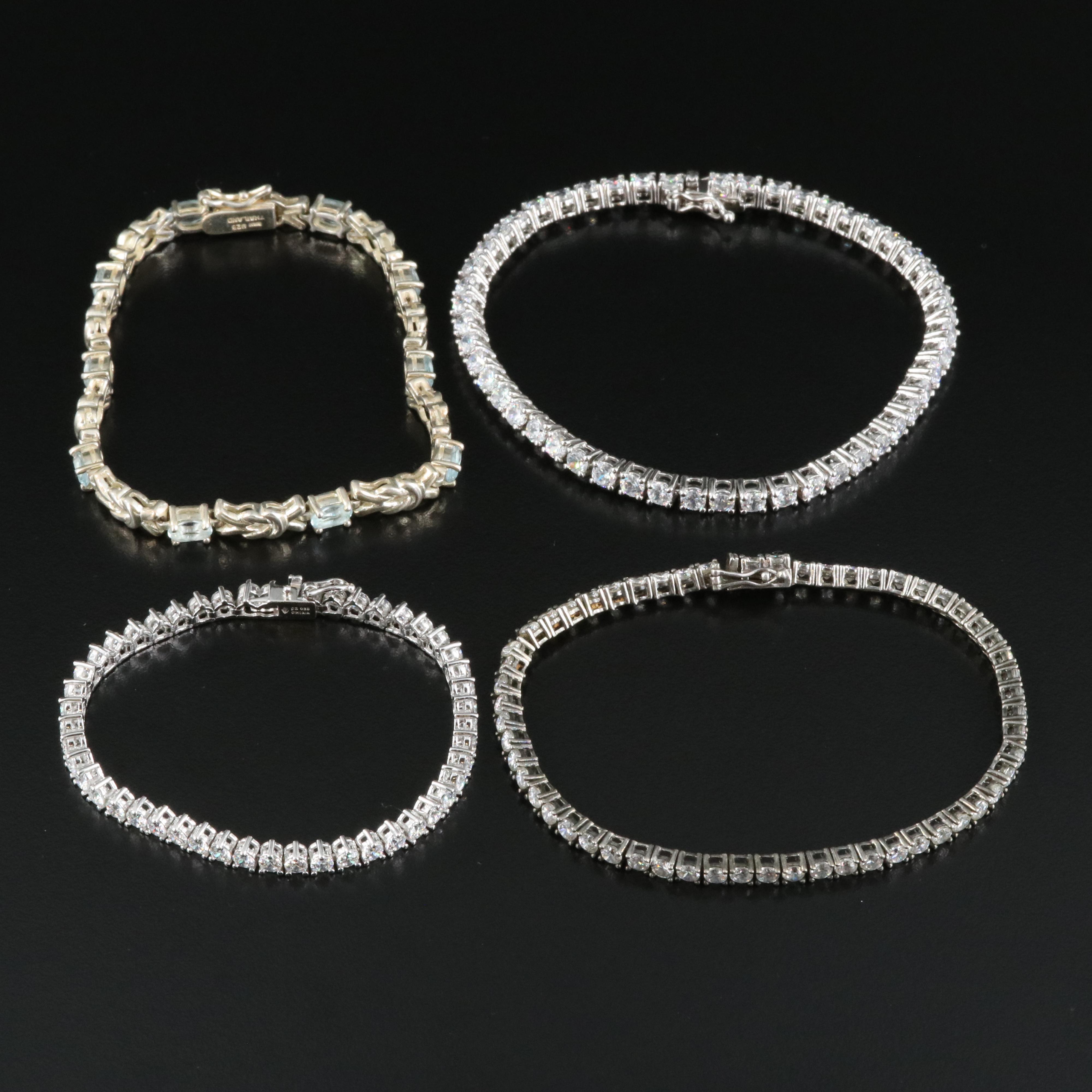 Sterling Bracelets Including Sky Blue Topaz and Cubic Zirconia