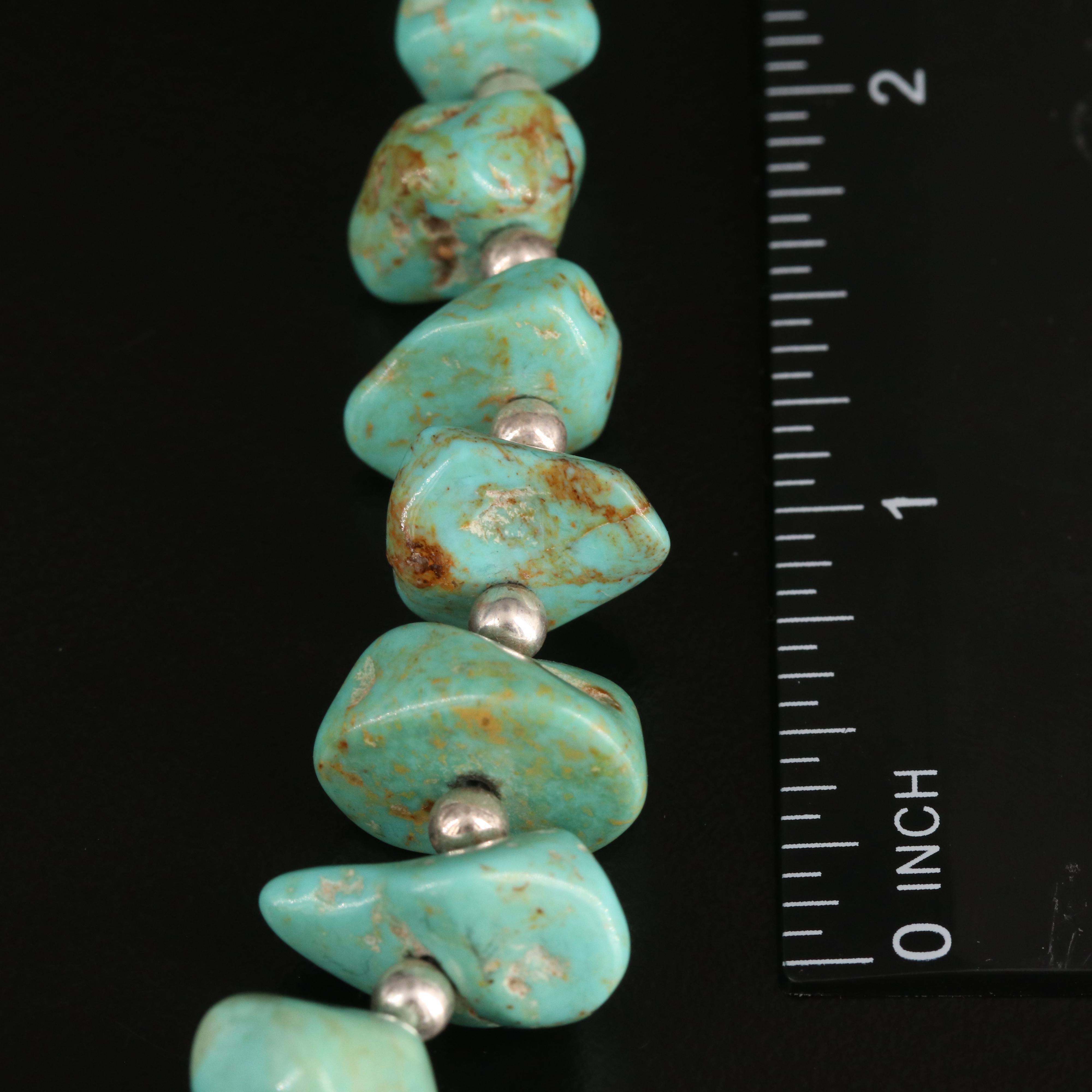 Southwestern Sterling Turquoise Graduated Necklace