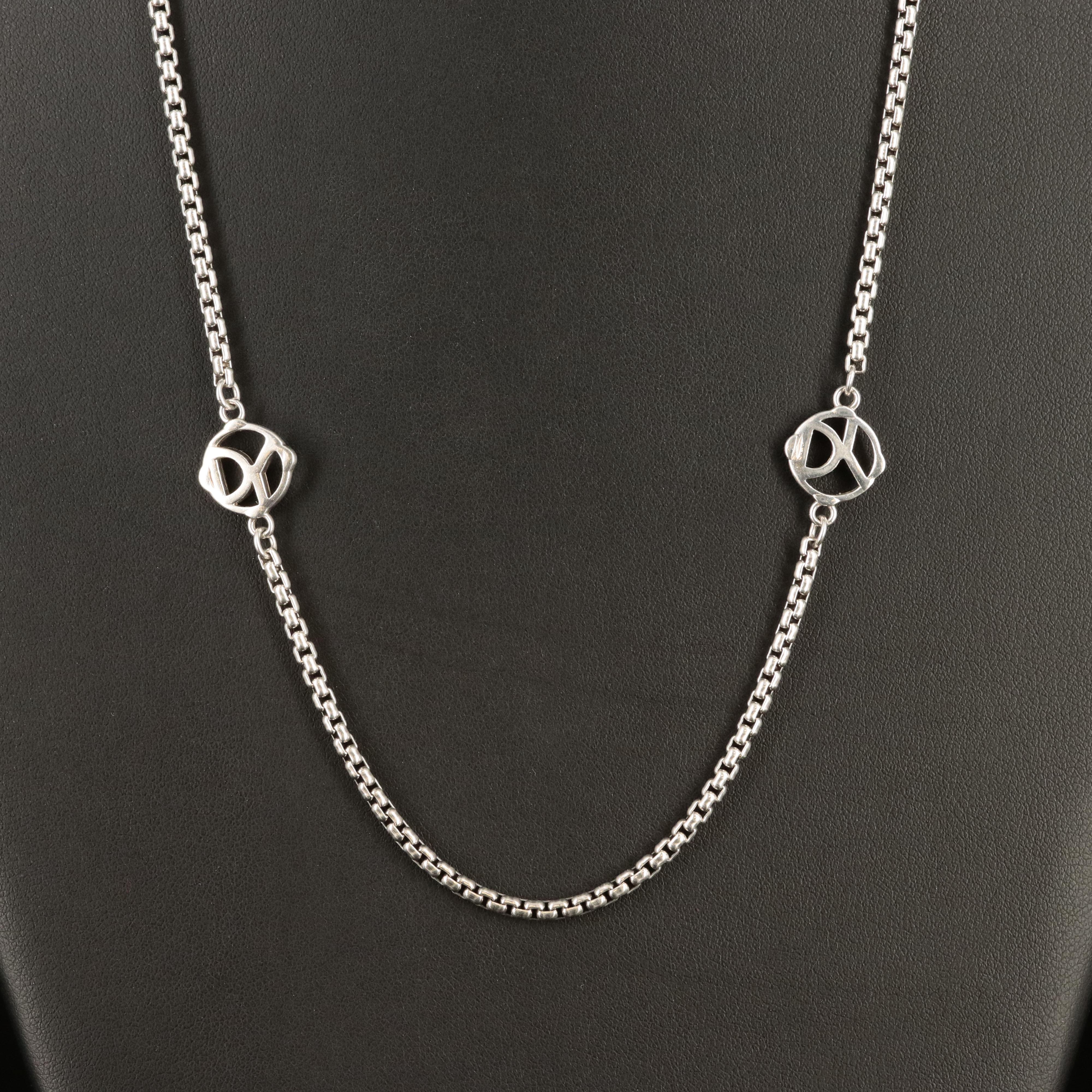 David Yurman Logo Station Necklace in Sterling