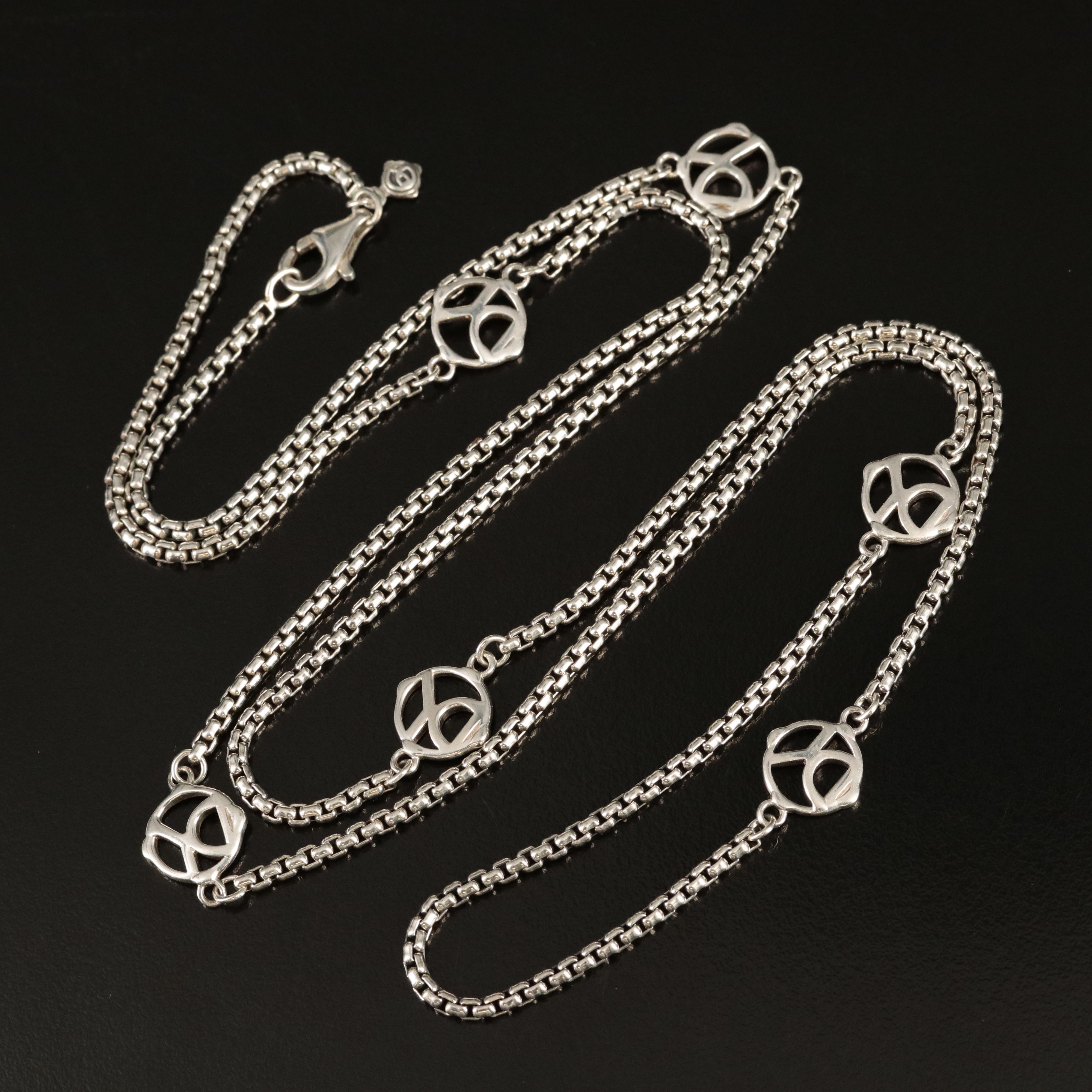 David Yurman Logo Station Necklace in Sterling