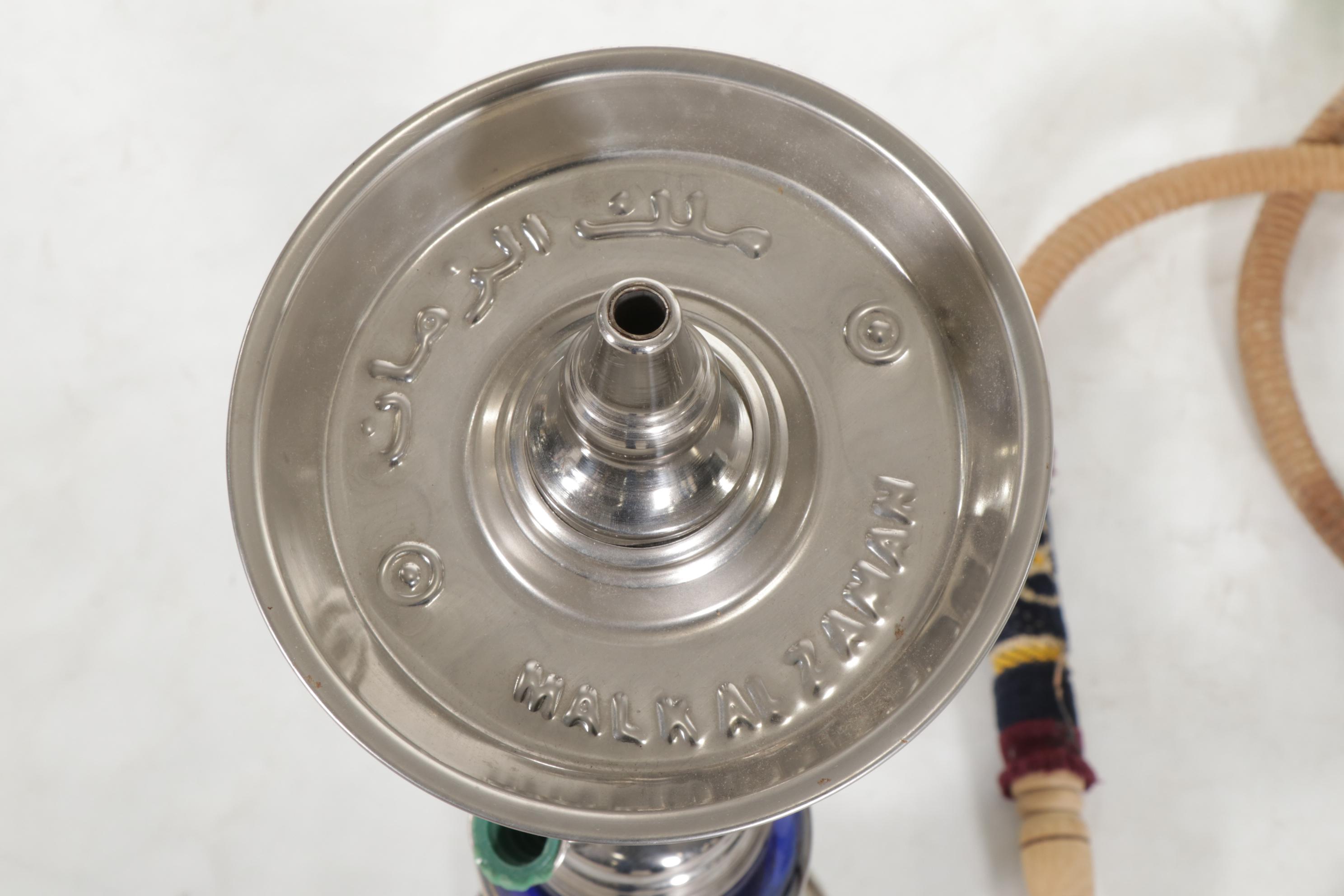 Jozefina Blown Glass Floor Vase with Two Metal and Glass Hookahs