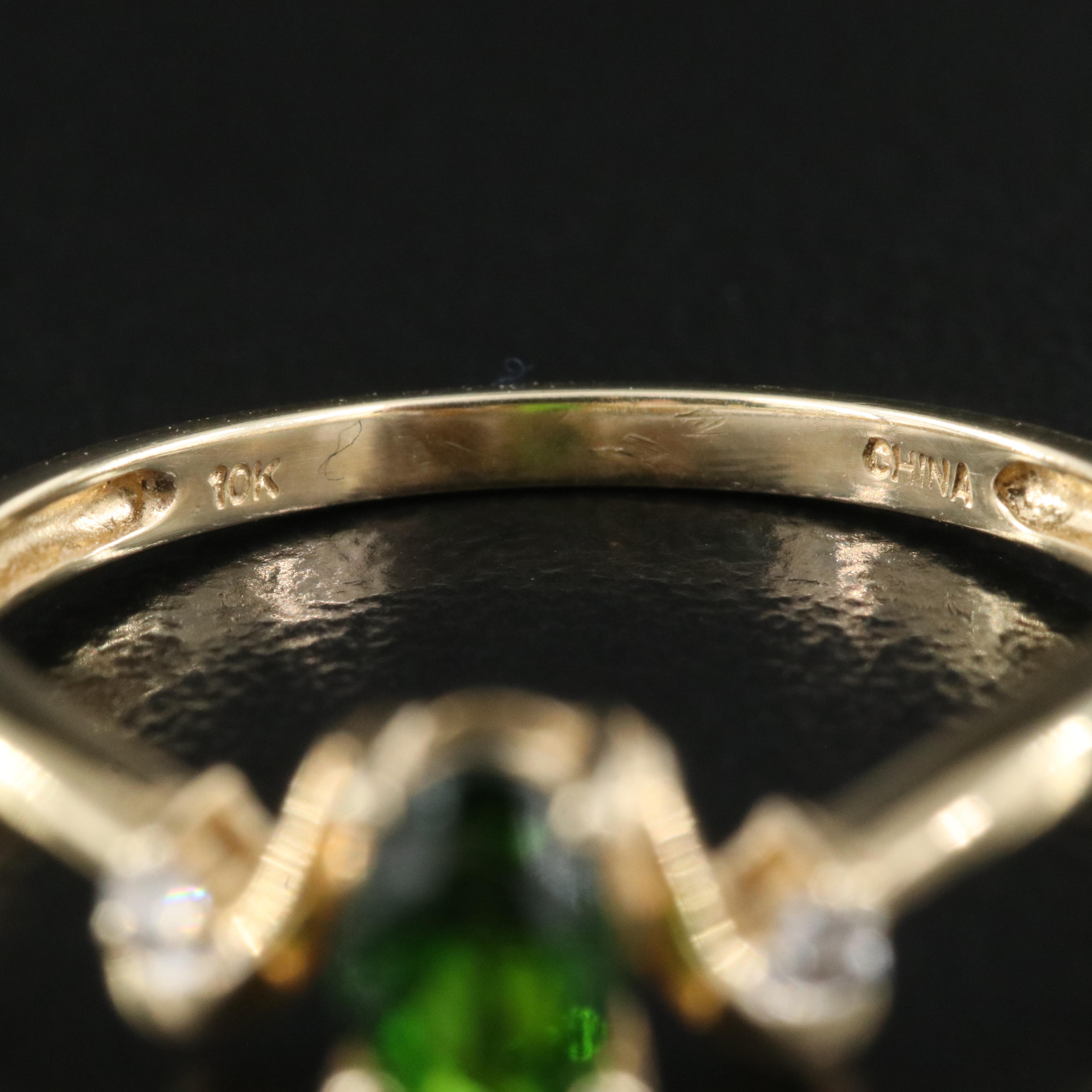 10K Diopside and Diamond Ring