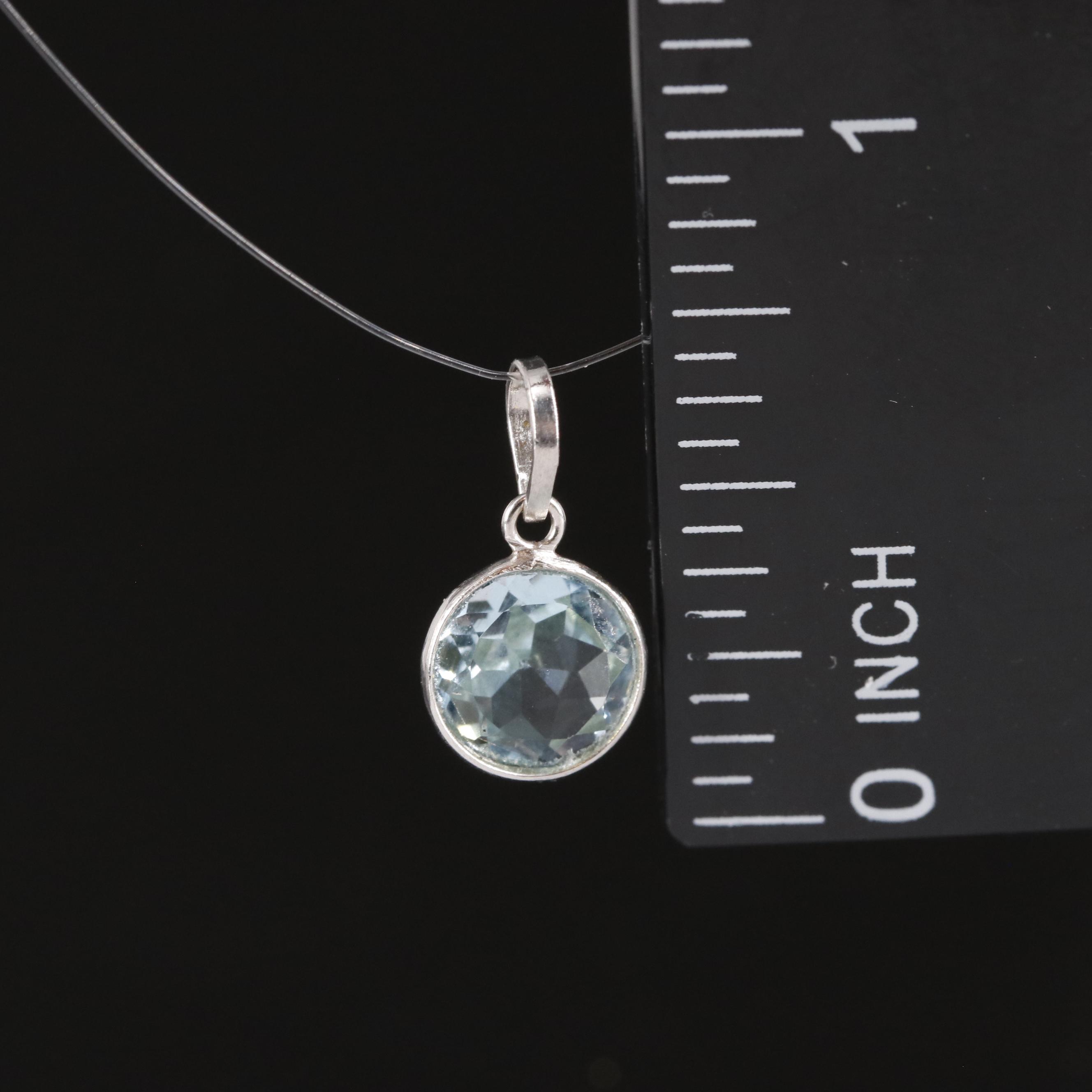 14K Blue Topaz Pendant