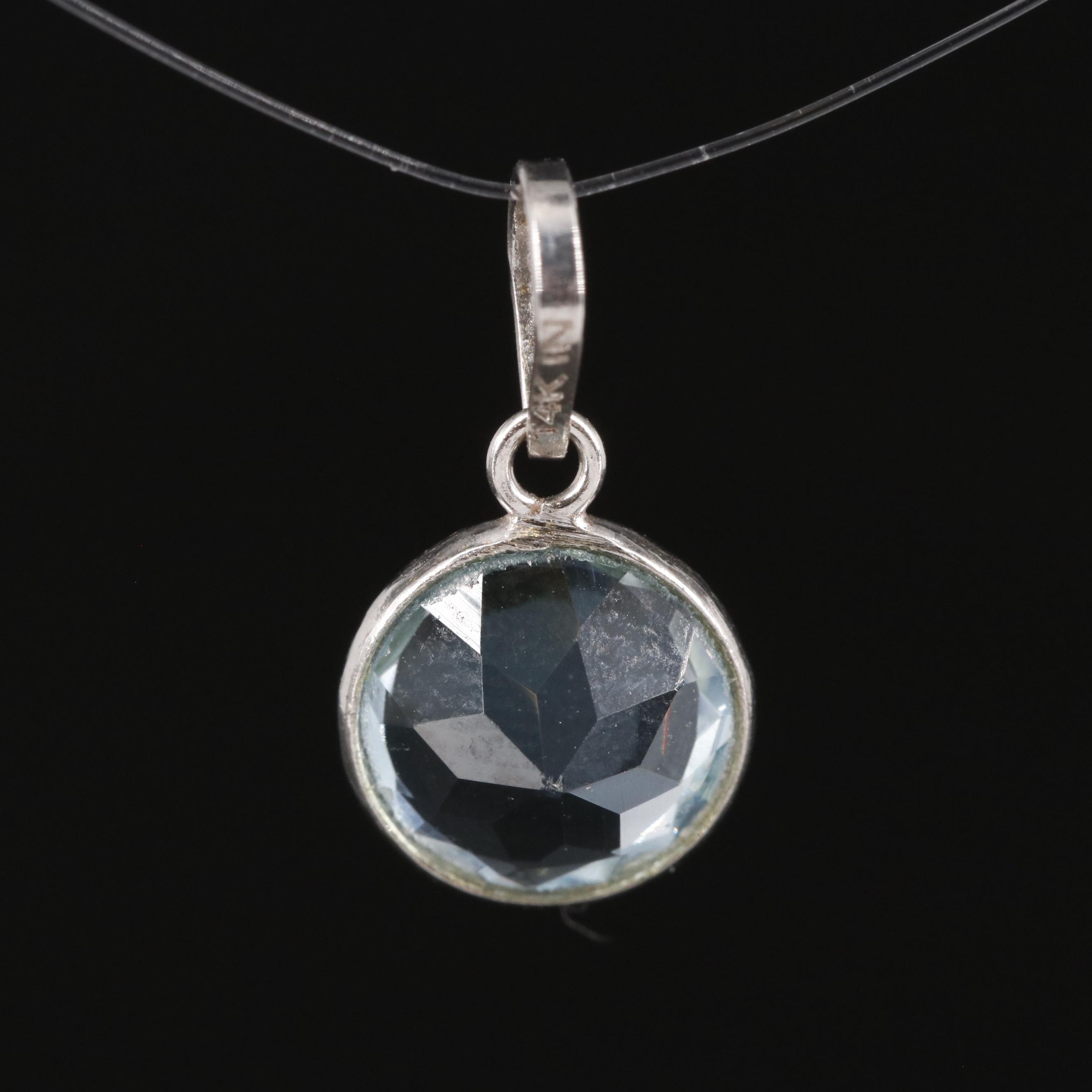 14K Blue Topaz Pendant