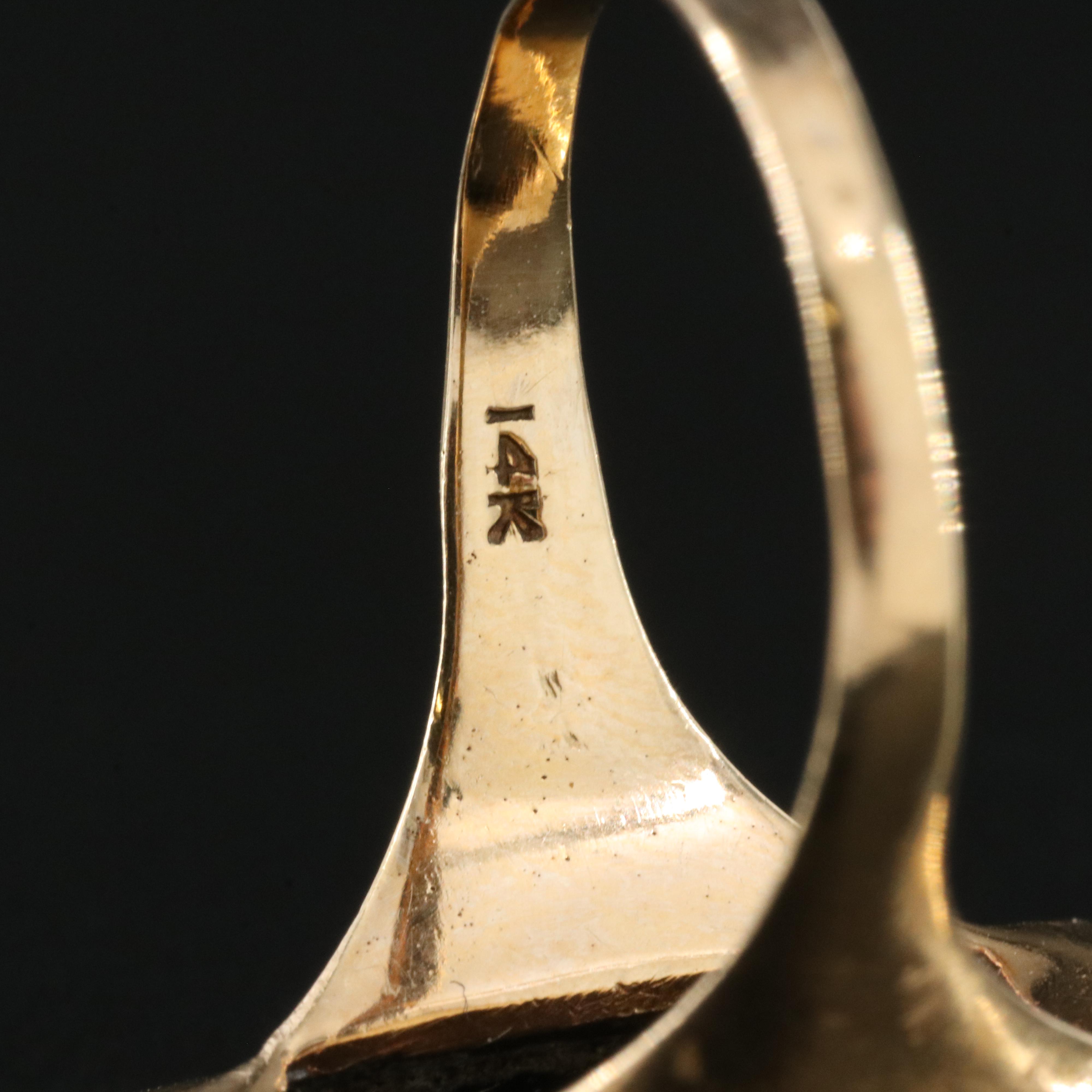 Vintage 10K Black Onyx and Diamond Ring