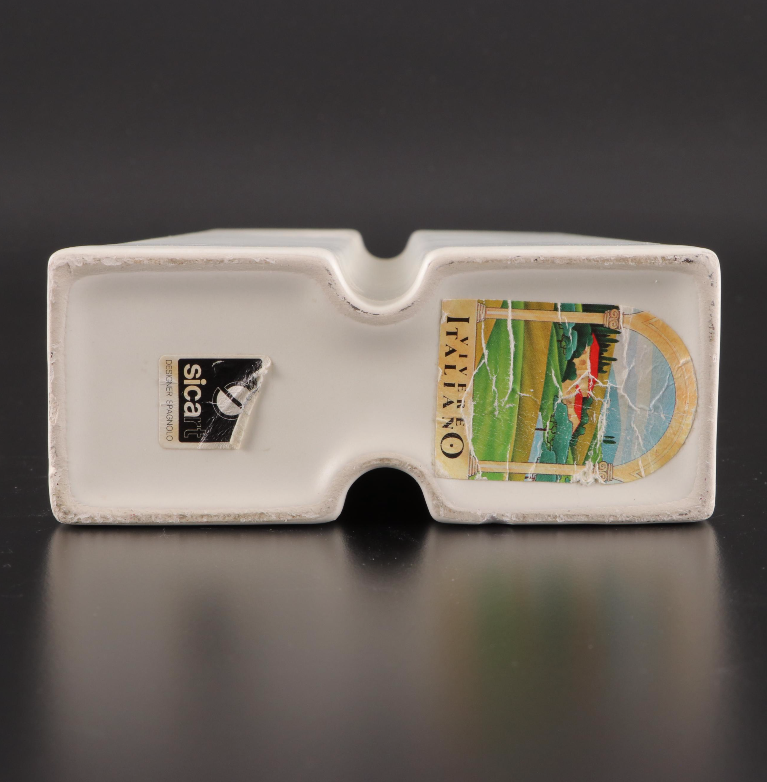 Angelo Spagnolo for Sicart Geometric Vase with Other Ceramic Vase