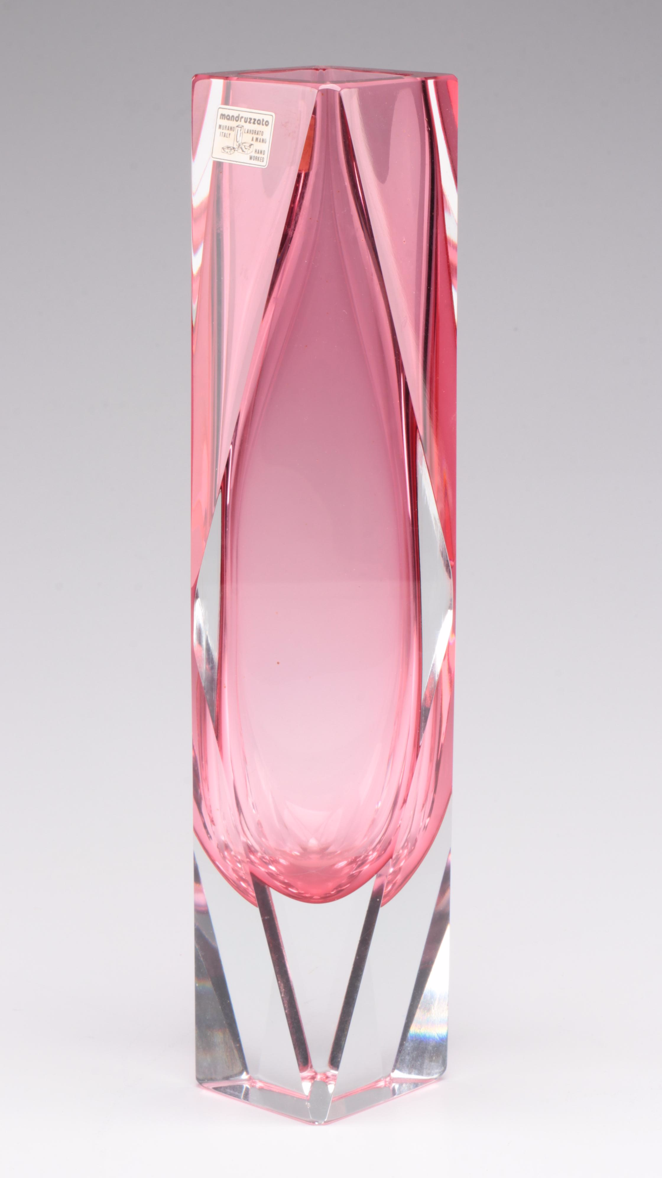 Mandruzzato Murano Glass Vase, Mid to Late 20th Century