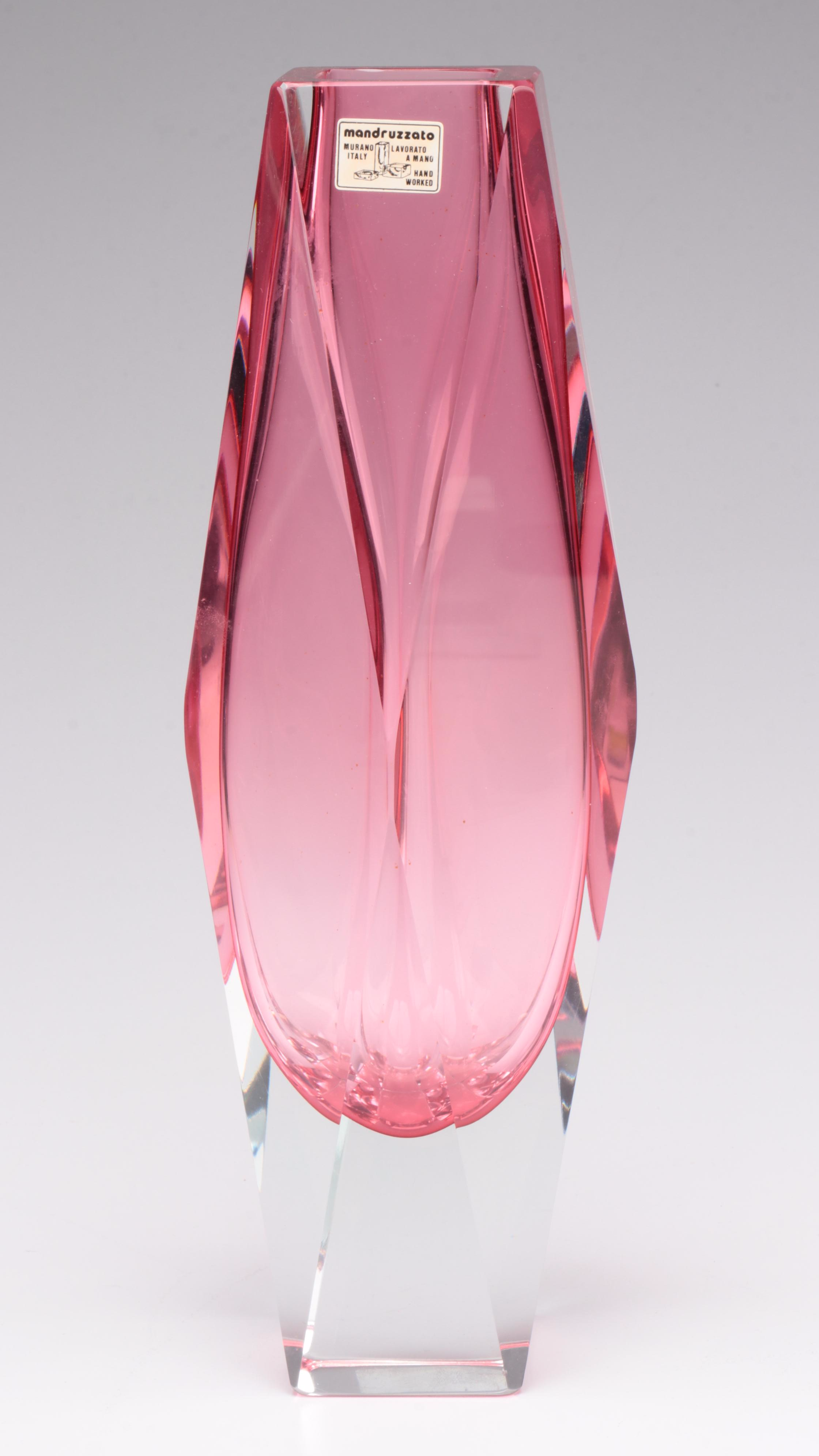 Mandruzzato Murano Glass Vase, Mid to Late 20th Century