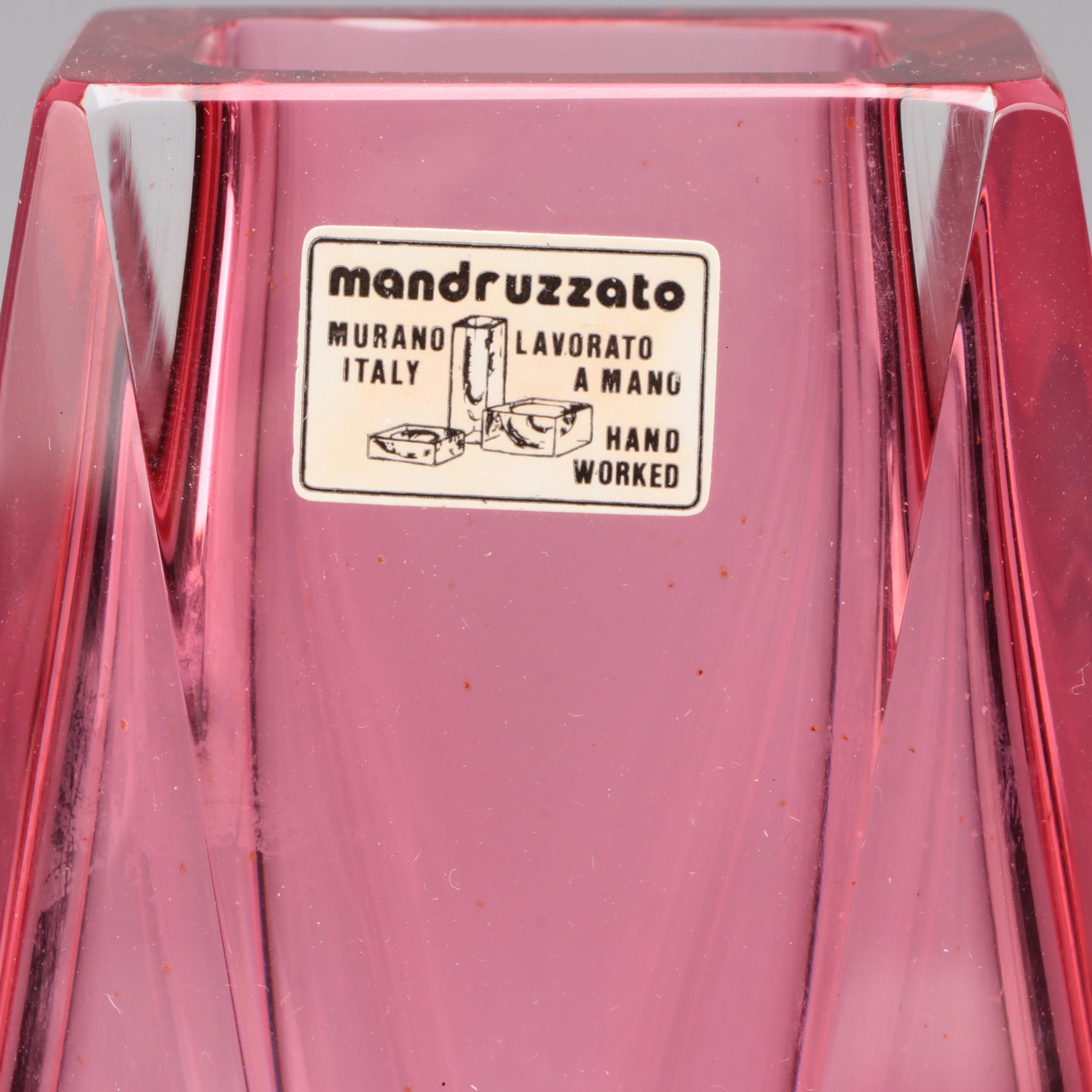 Mandruzzato Murano Glass Vase, Mid to Late 20th Century