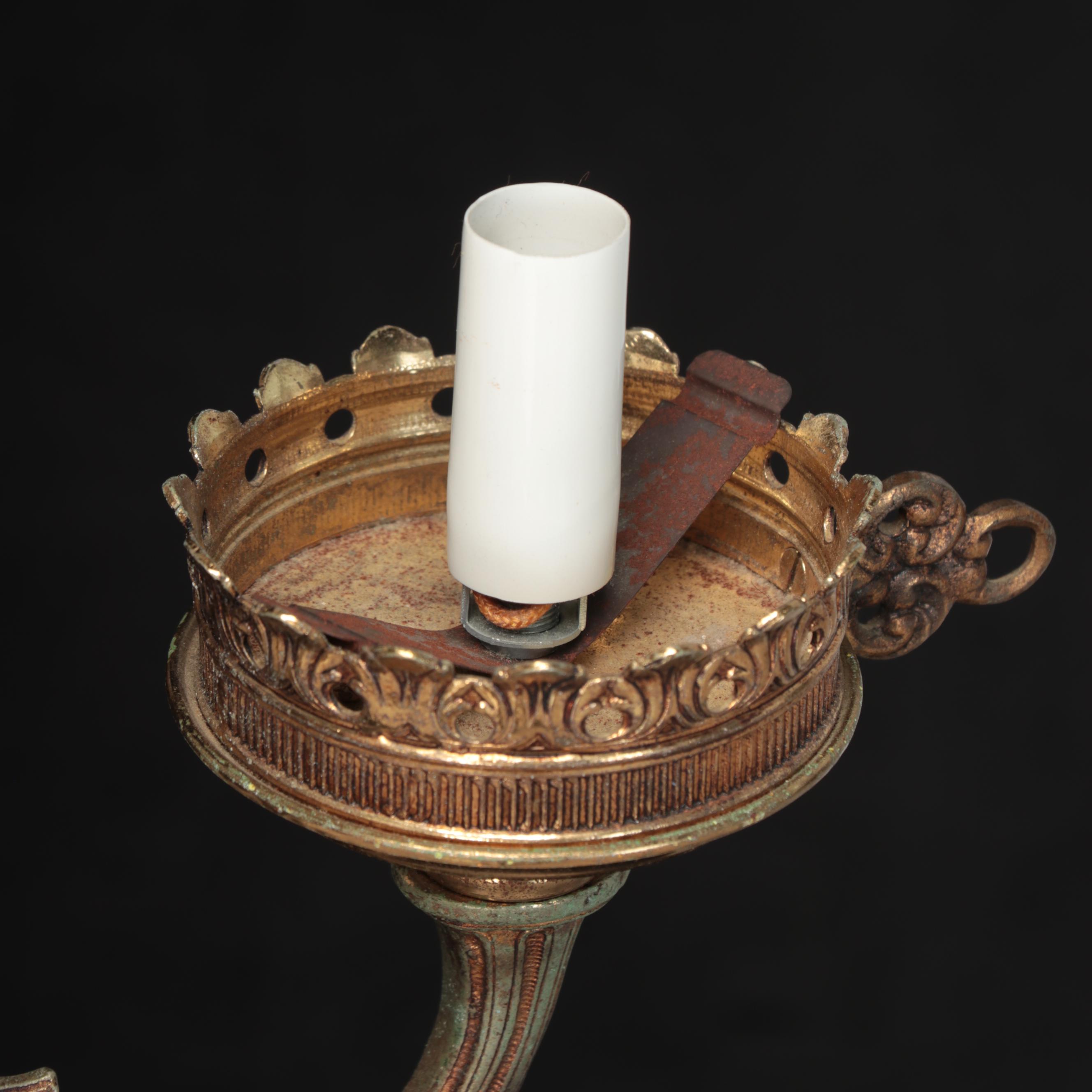 Victorian Baroque Style Putti Relief Gilt Metal Eight-Arm Chandelier