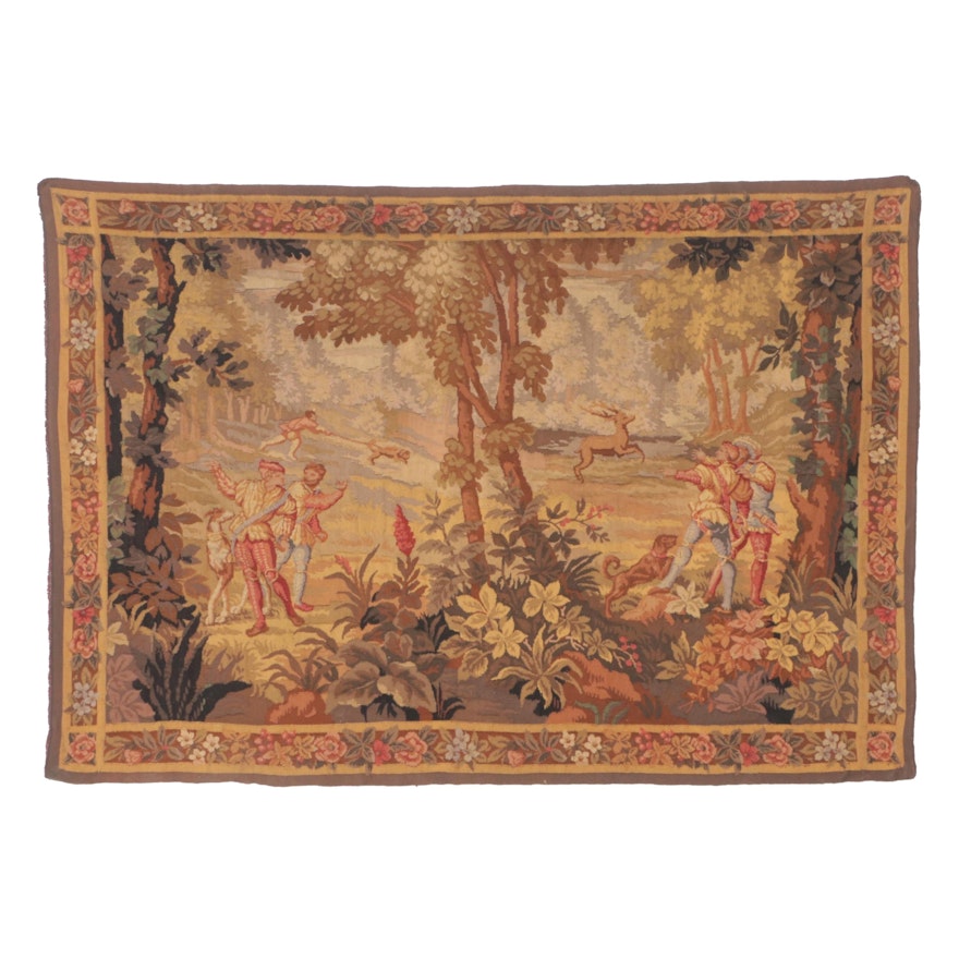 Flemish Landscape Woven Tapestry, 19th Century