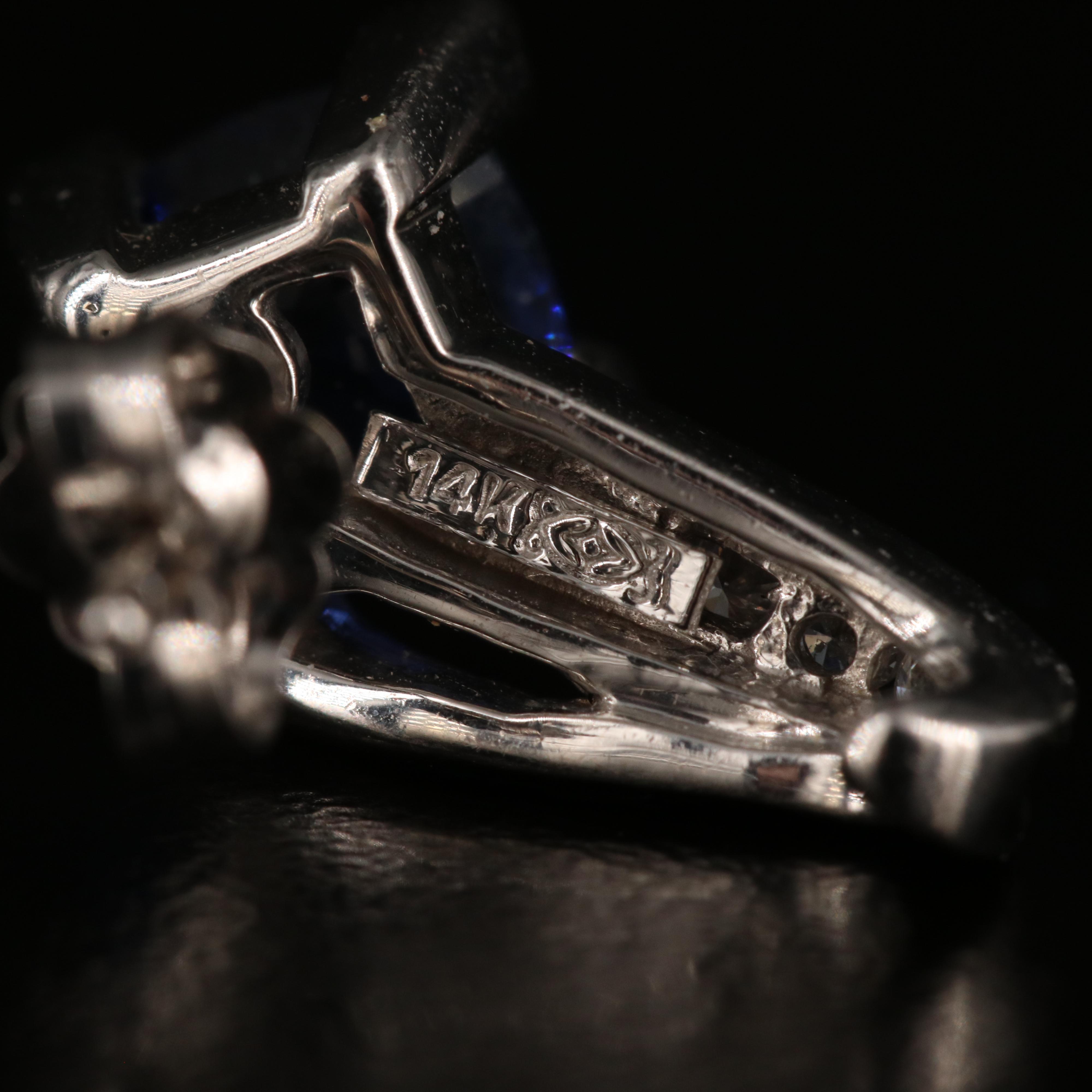 14K Sapphire and Diamond J Hoop Earrings