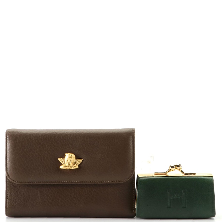 The Peninsula Coin Purse with Box and Comtesse Compact Wallet in Leather