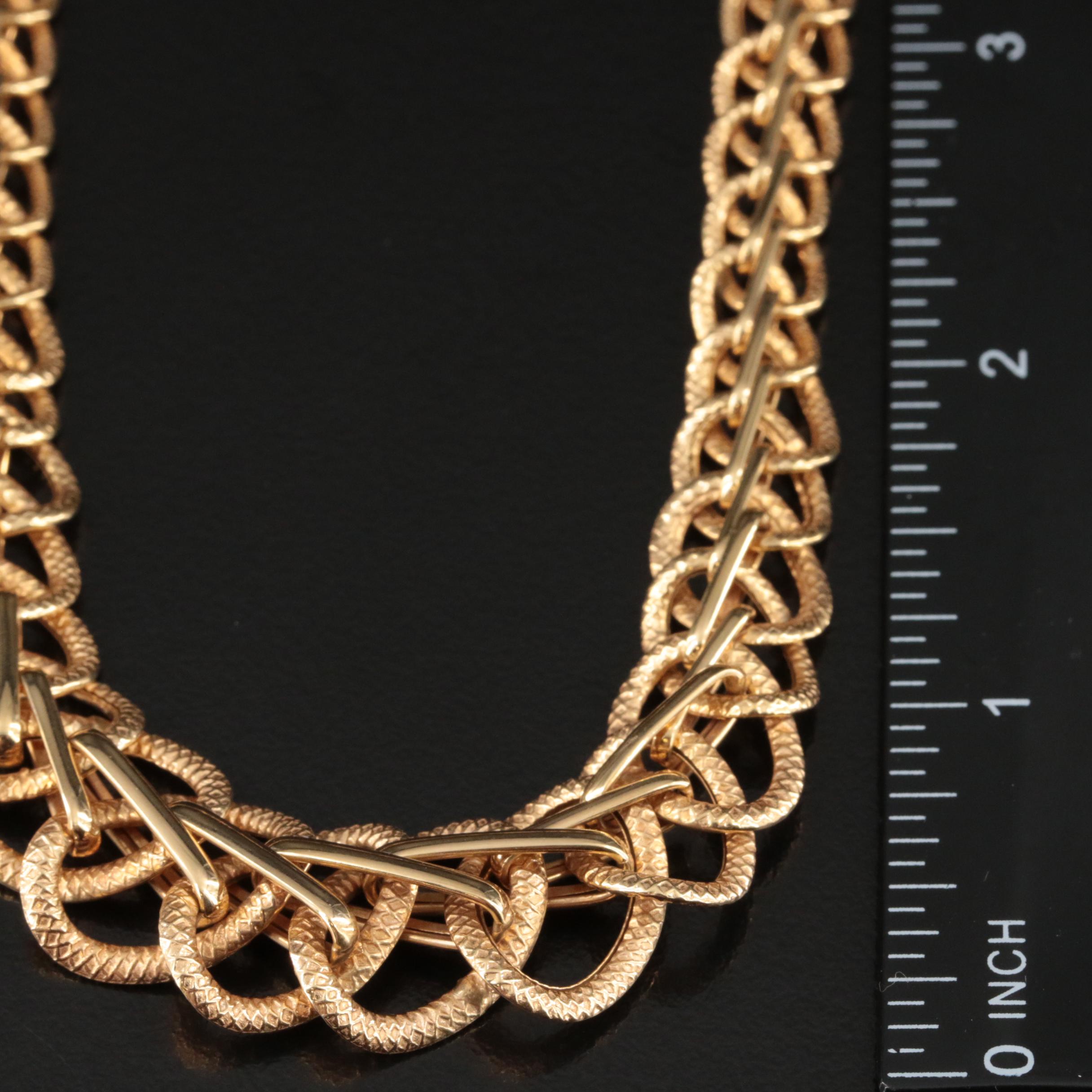 Italian 14K Graduated Fancy Link Necklace