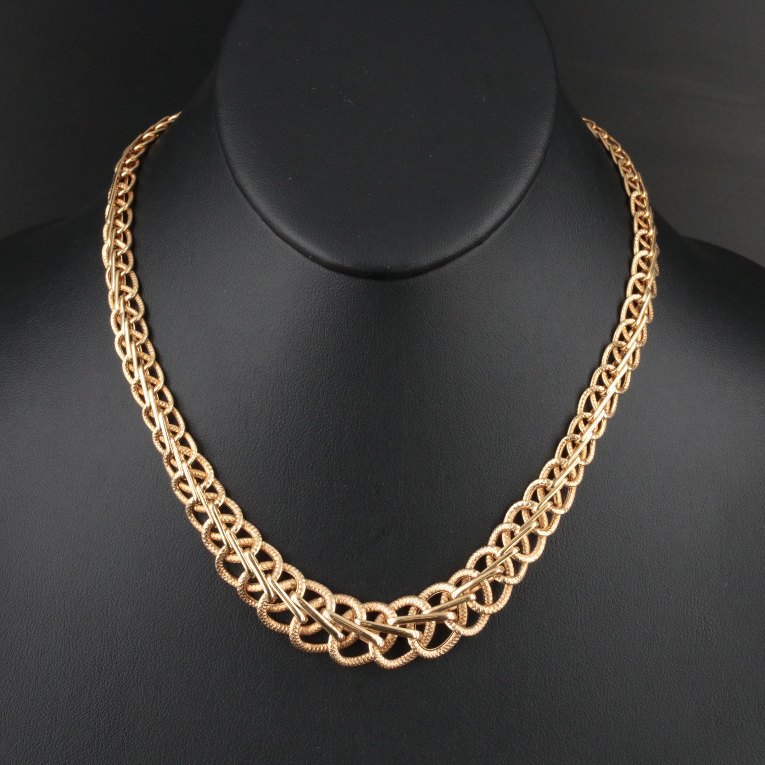 Italian 14K Graduated Fancy Link Necklace