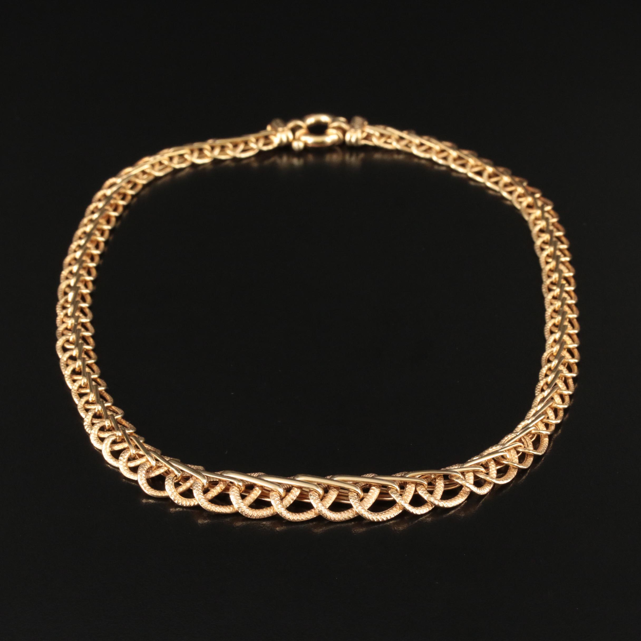 Italian 14K Graduated Fancy Link Necklace