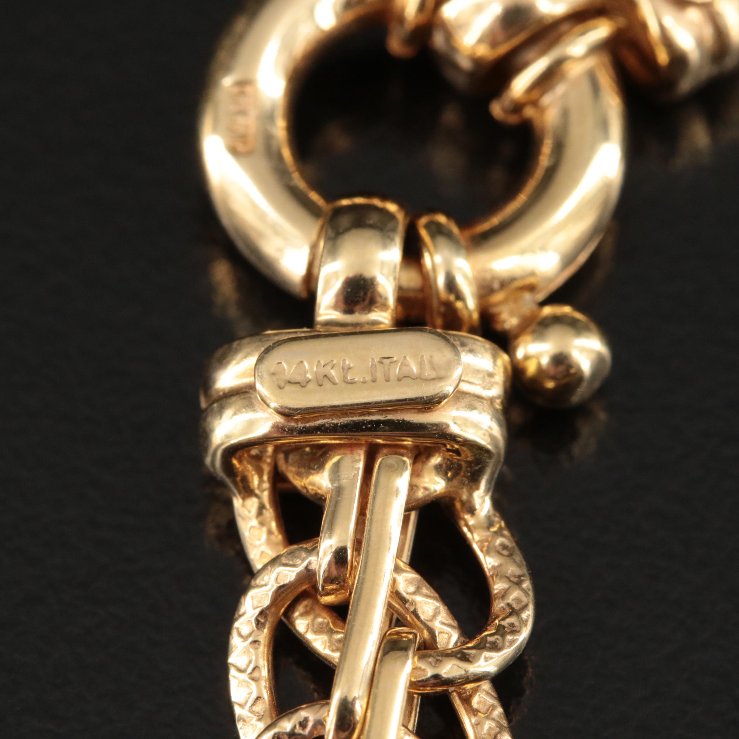 Italian 14K Graduated Fancy Link Necklace