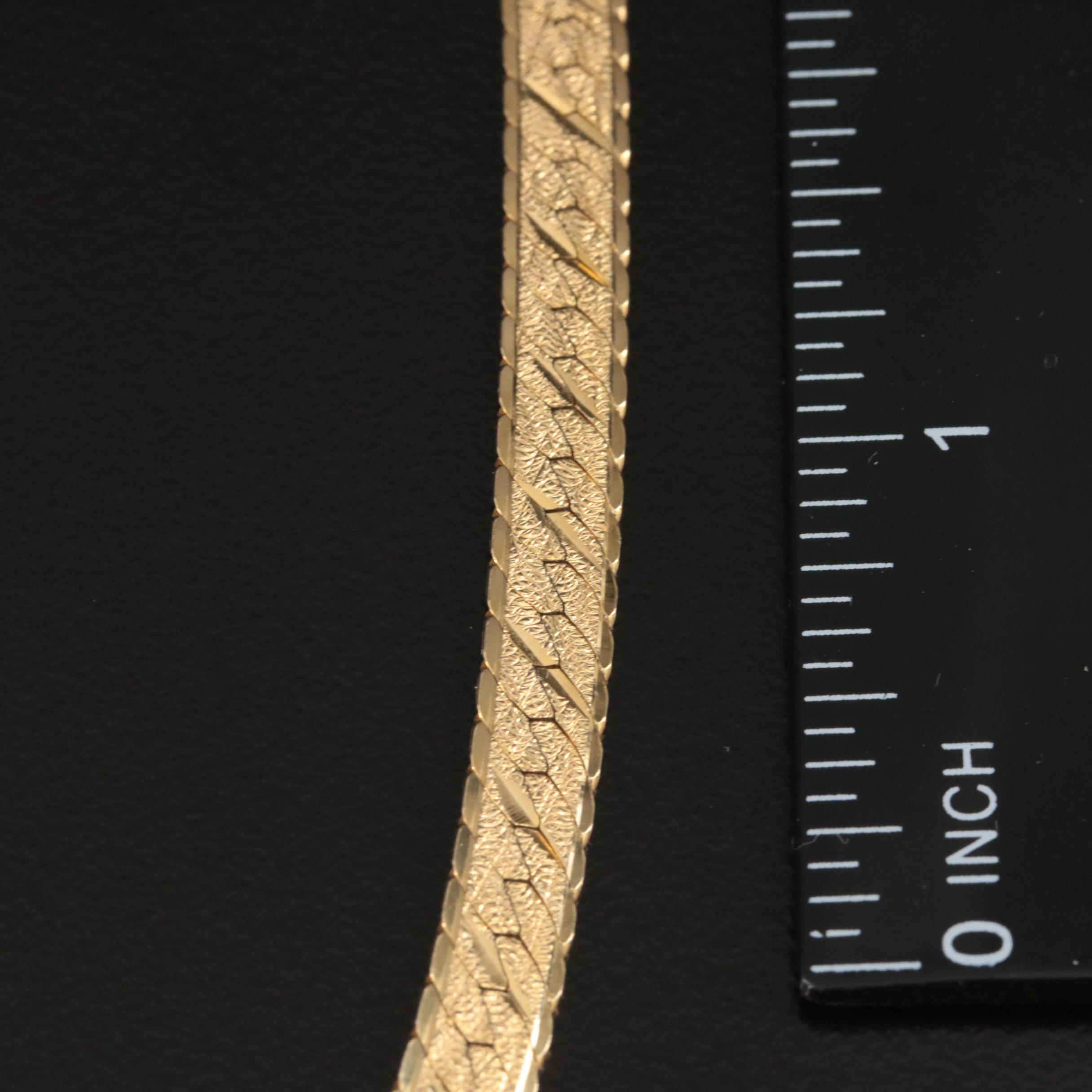 Italian 14K Patterned Herringbone Chain Necklace