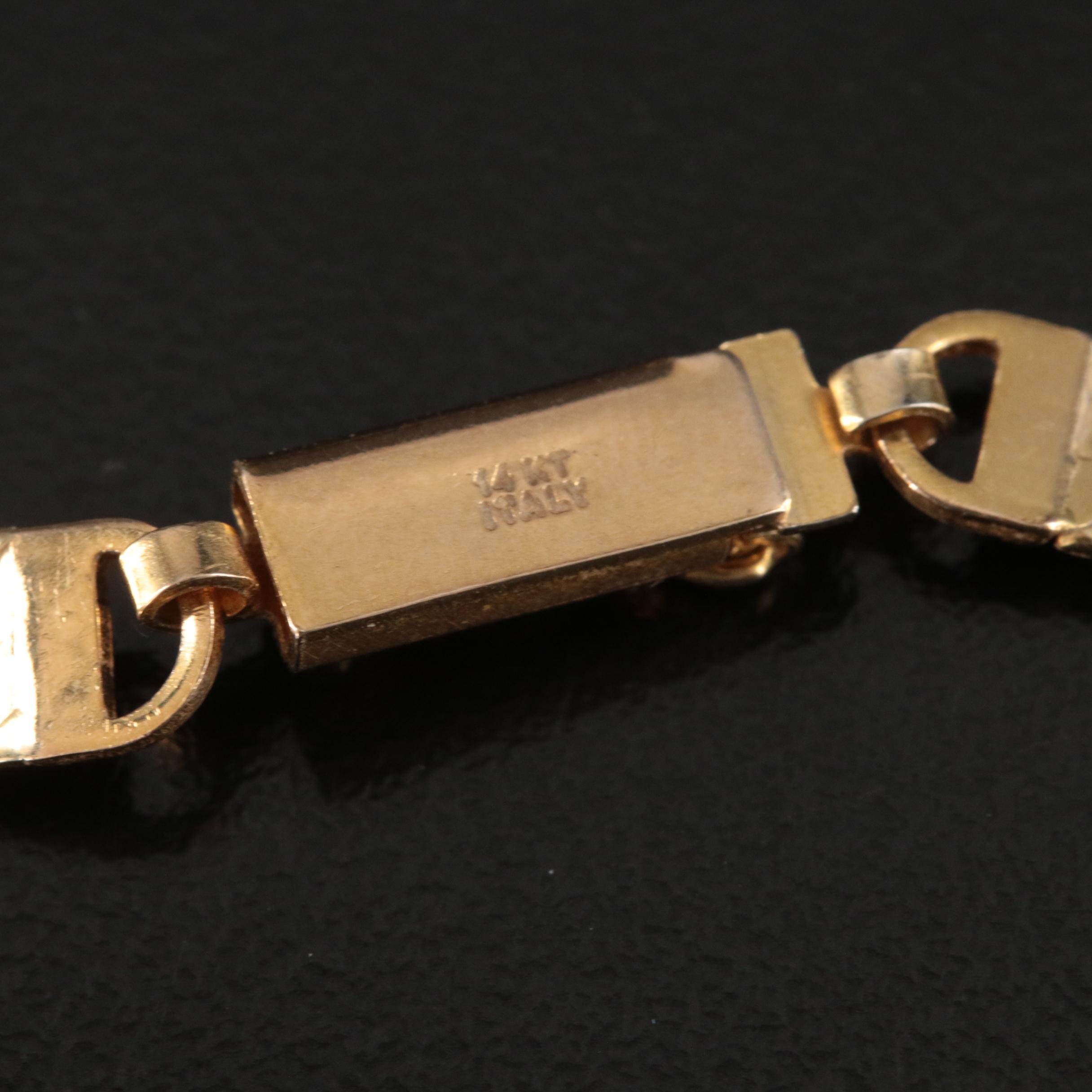 Italian 14K Patterned Herringbone Chain Necklace