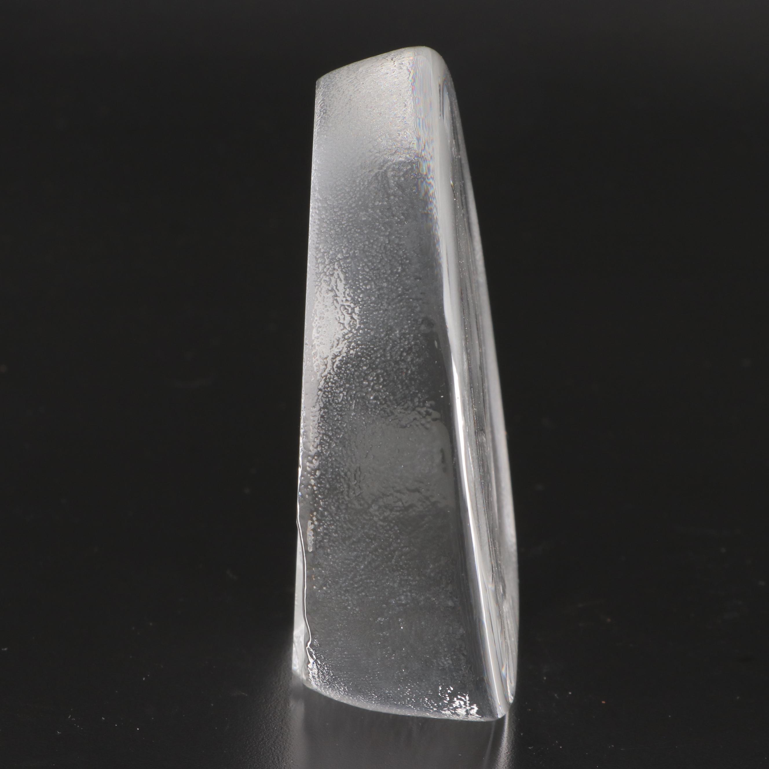 Mats Jonasson for Målerås Signed Swedish Crystal Block Panda Paperweight