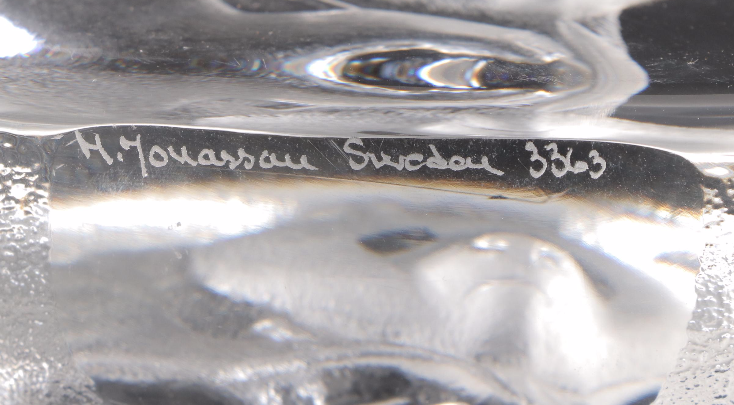 Mats Jonasson for Målerås Signed Swedish Crystal Block Panda Paperweight