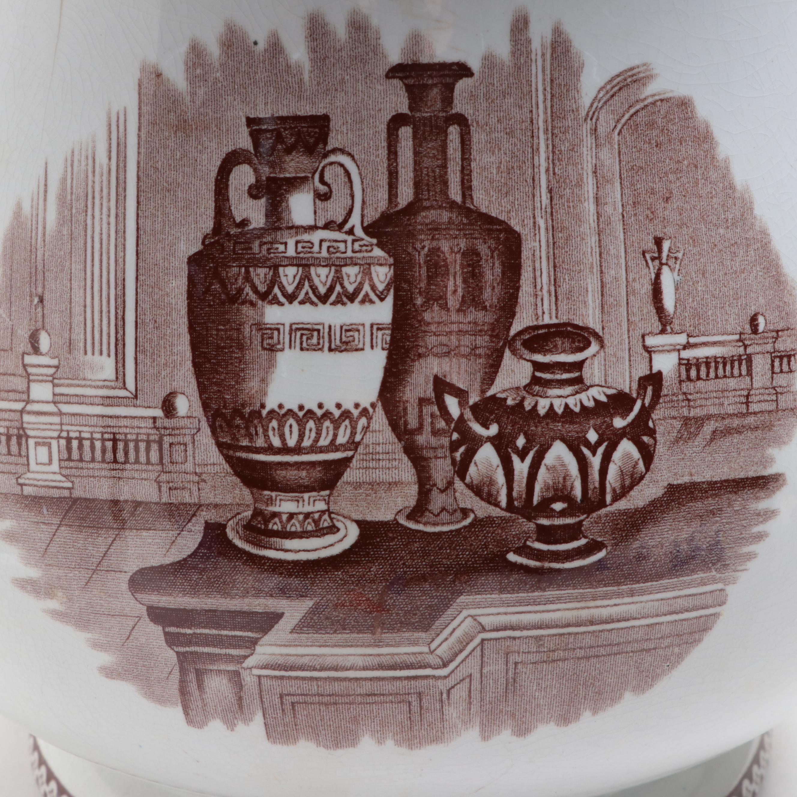 English Neoclassical Style Brown Transferware Slop Jar, 19th Century