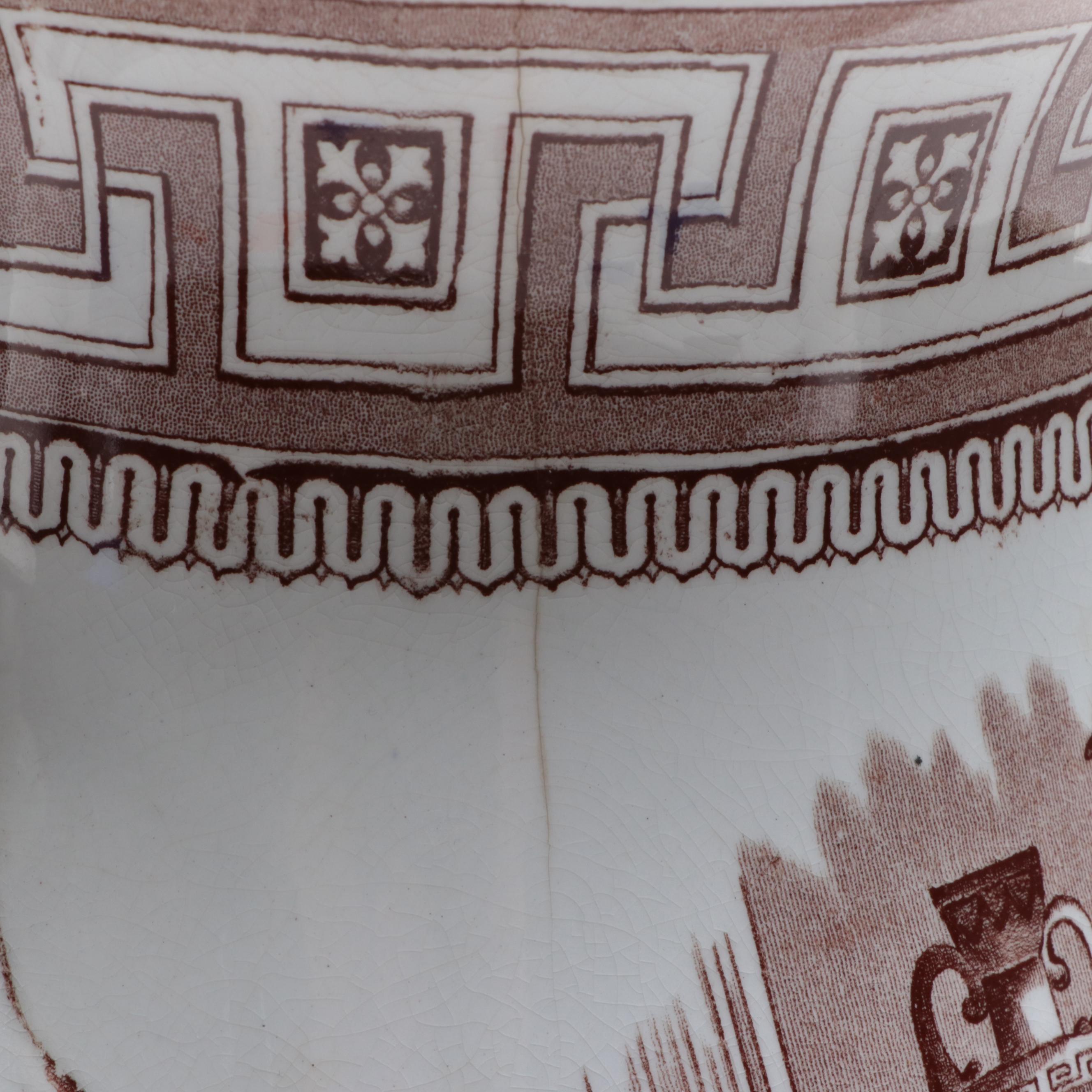 English Neoclassical Style Brown Transferware Slop Jar, 19th Century