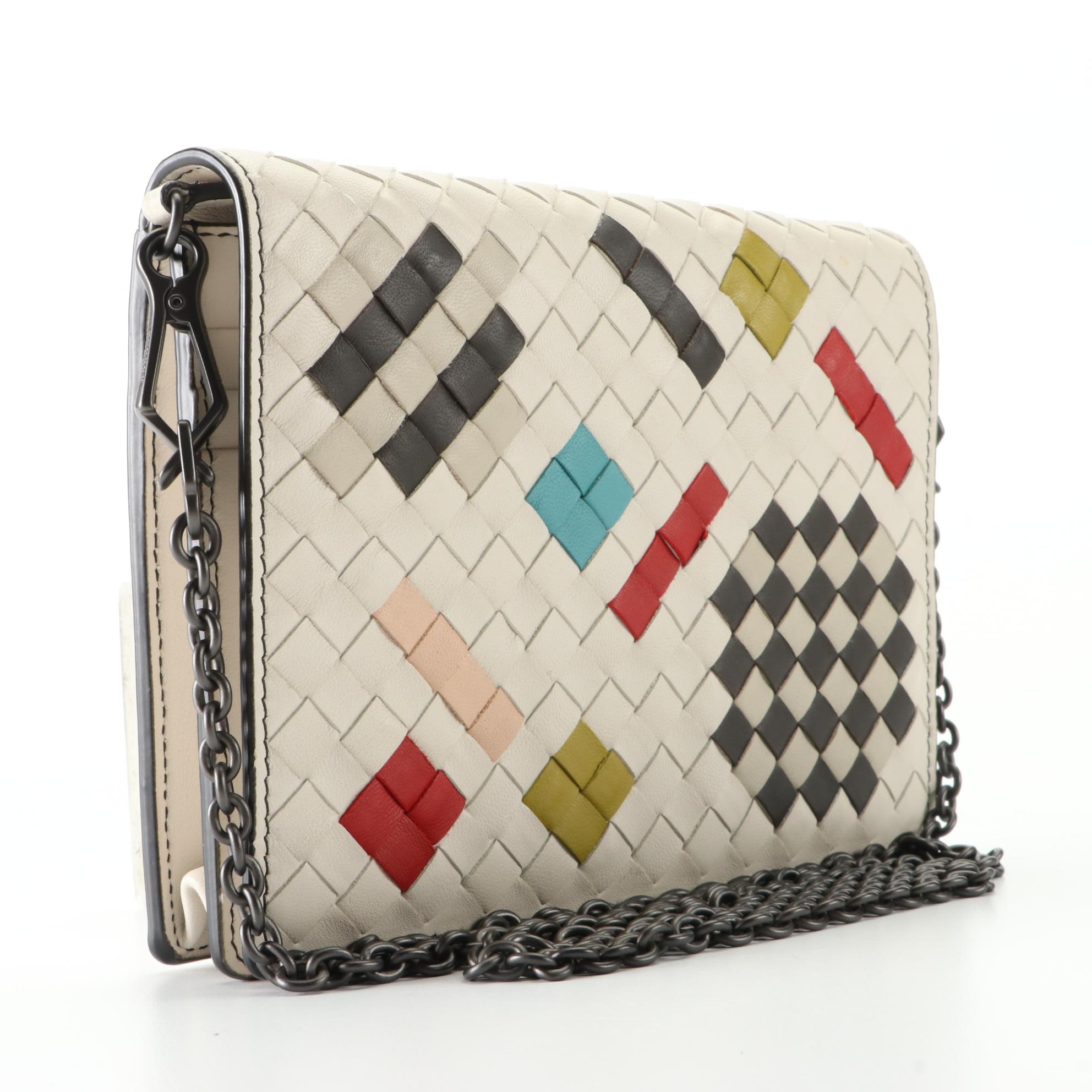 Bottega Veneta Wallet on Chain in Intrecciato and Smooth Nappa Leather with Box