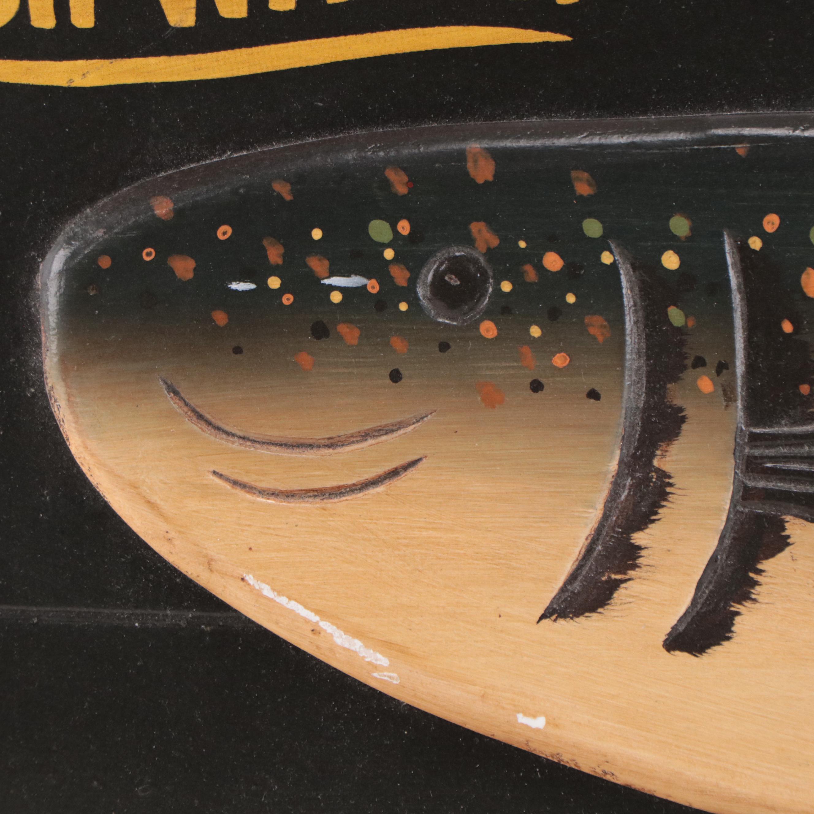 Painted-Wood Fishing Tackle Shop Sign "The Salmon Shop"