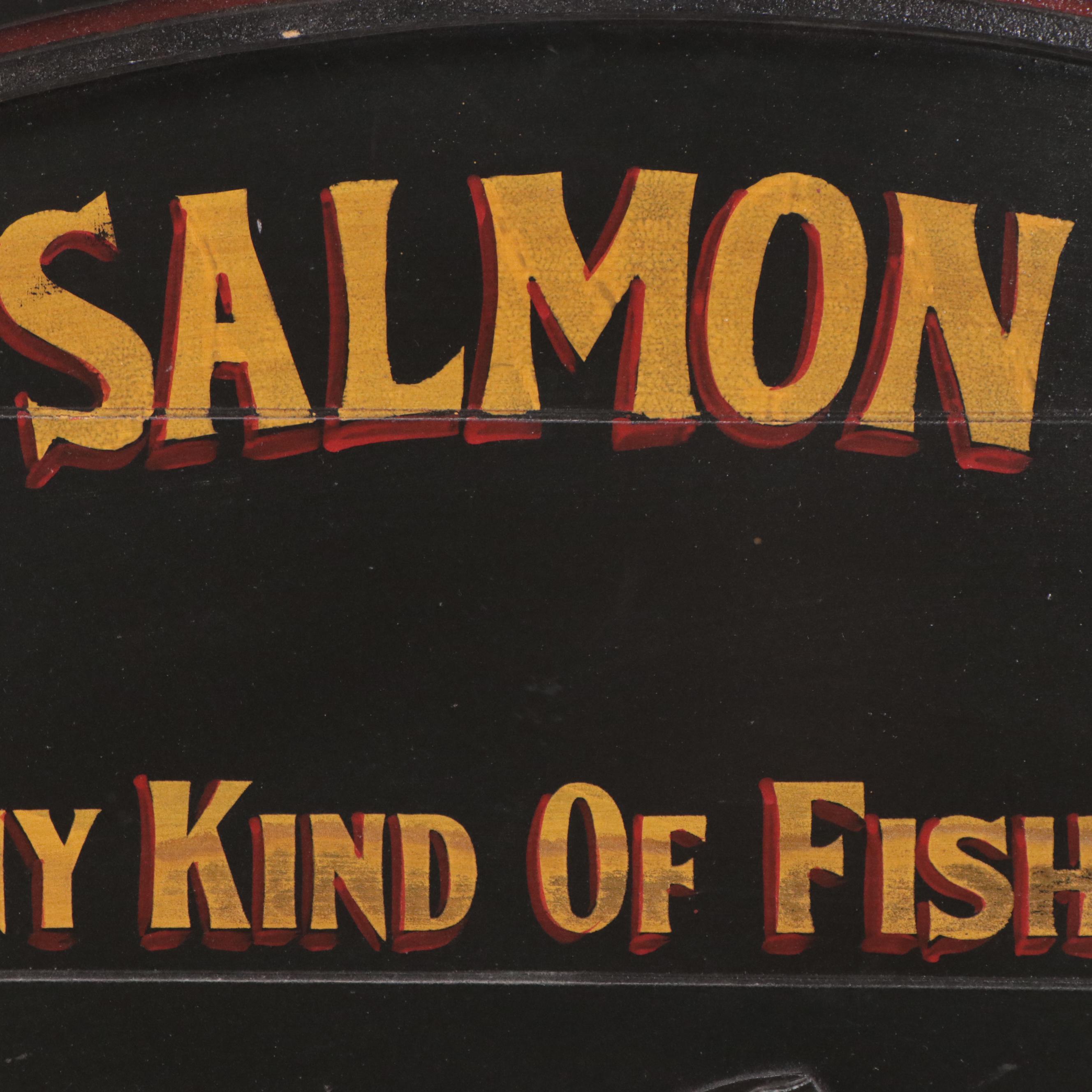 Painted-Wood Fishing Tackle Shop Sign "The Salmon Shop"