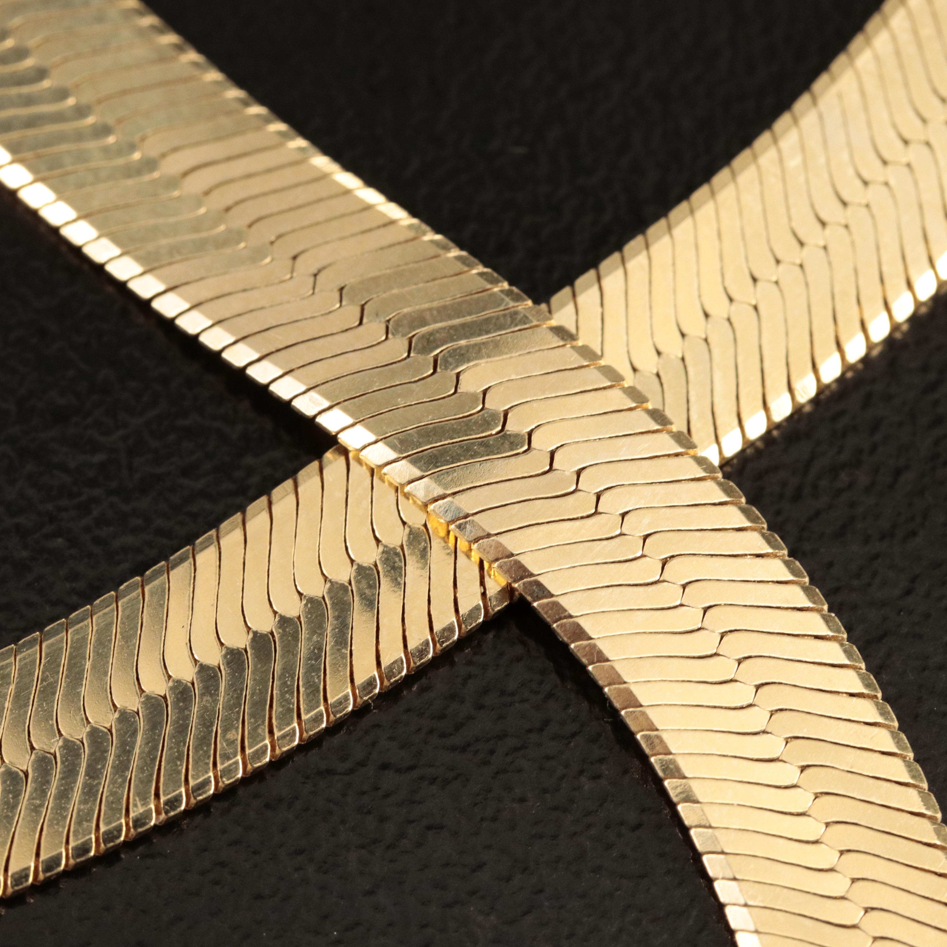 Italian 14K Herringbone Chain Necklace