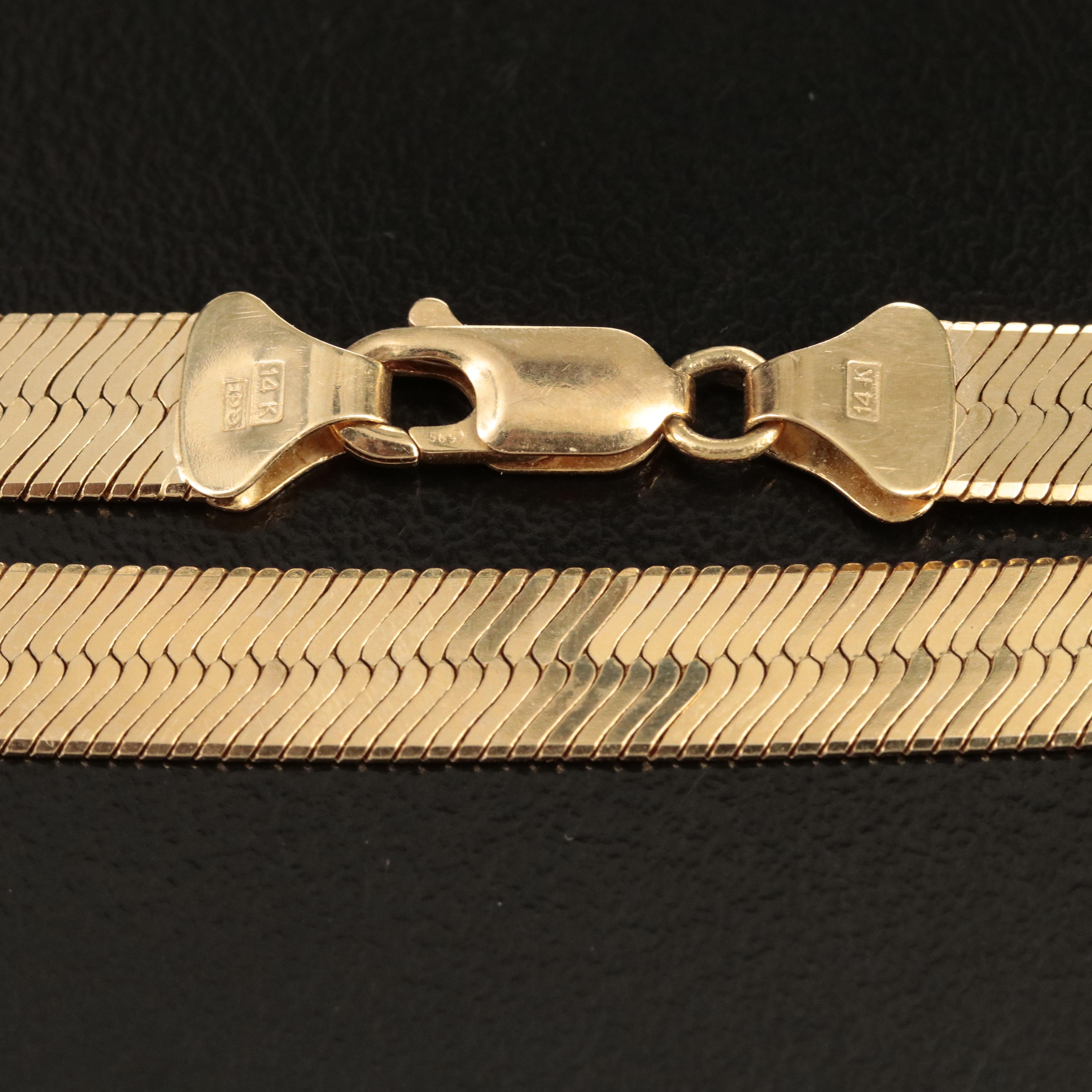 Italian 14K Herringbone Chain Necklace