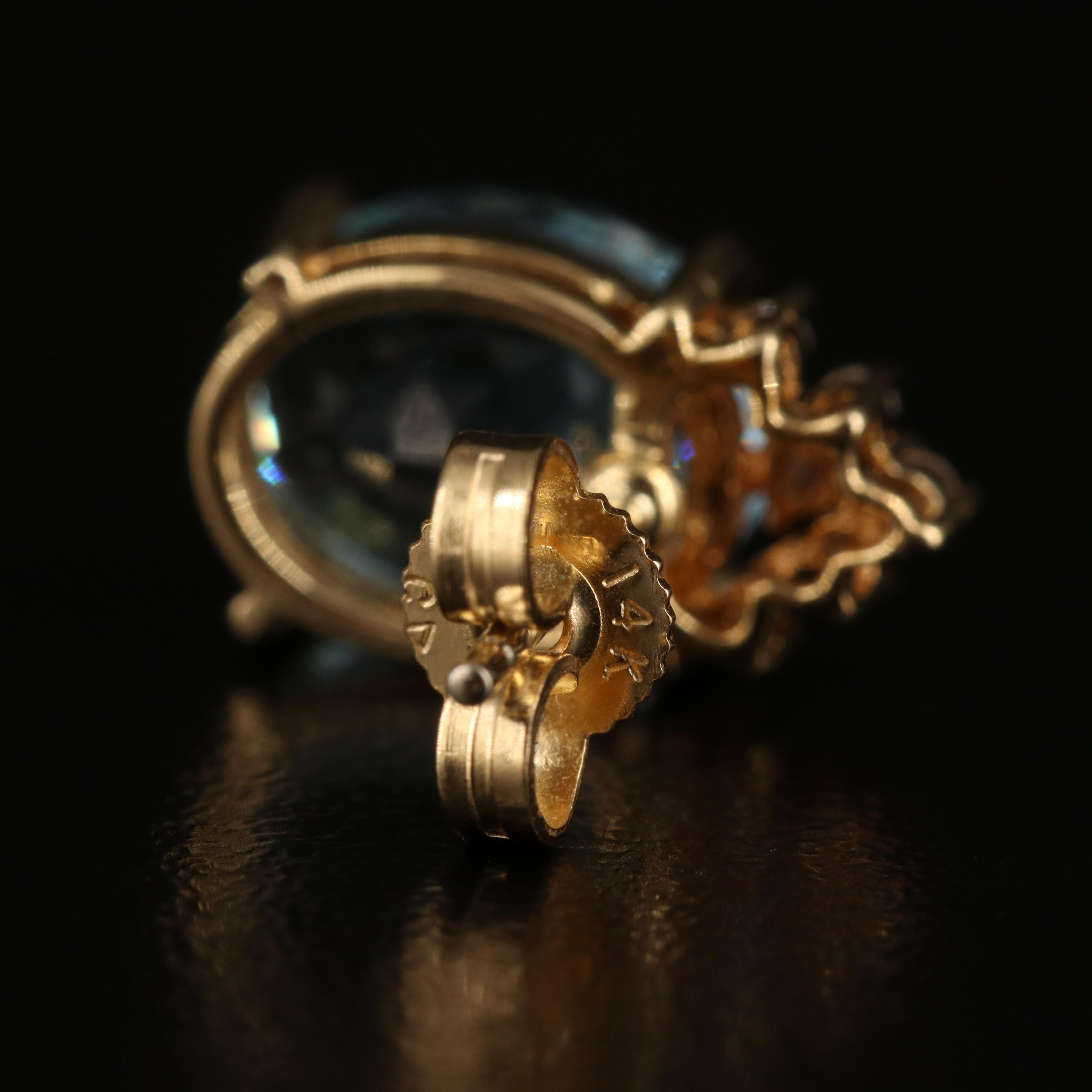 14K Swiss Blue Topaz and Diamond Earrings