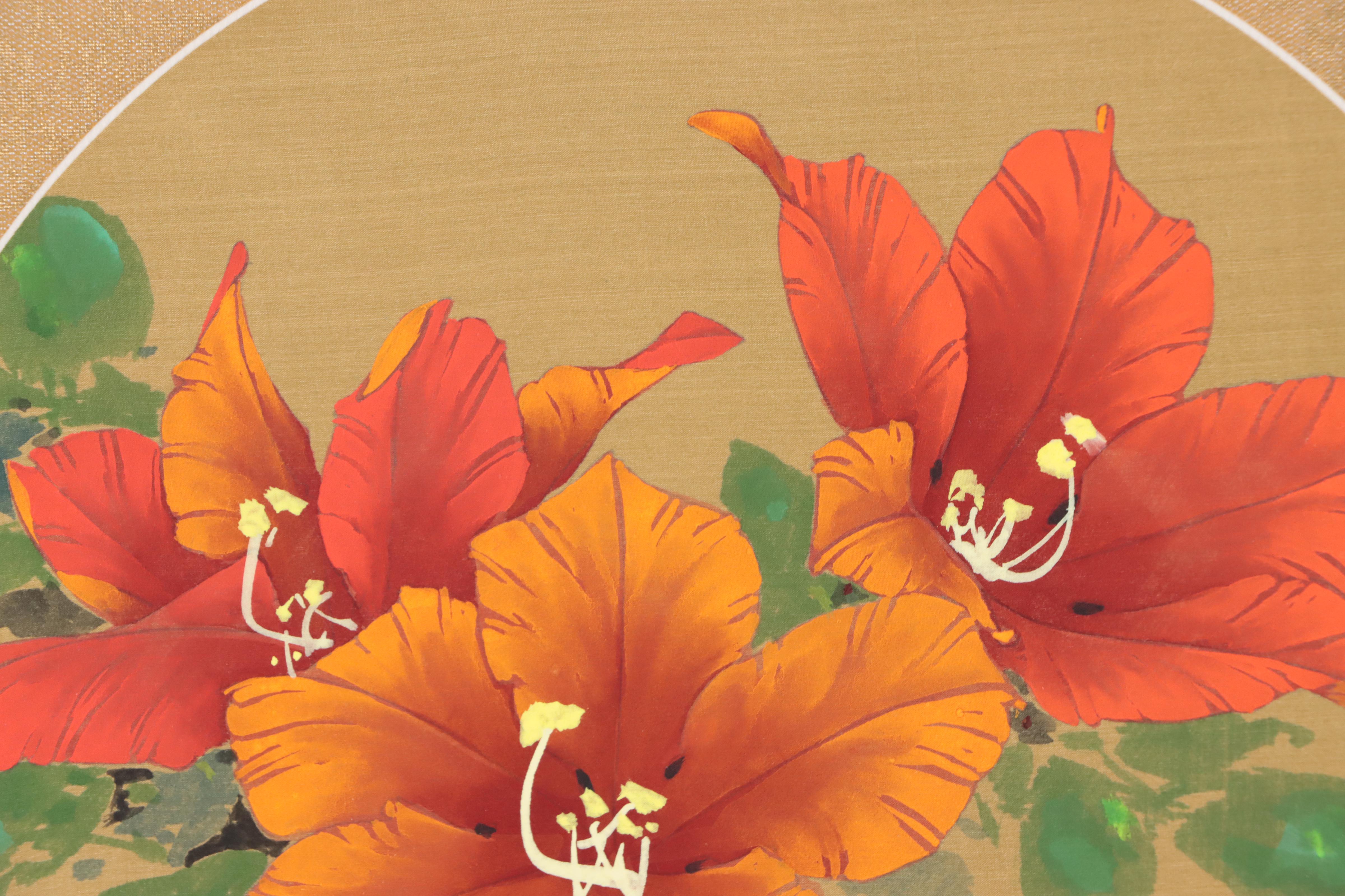 David Lee Watercolor Painting of Flowers