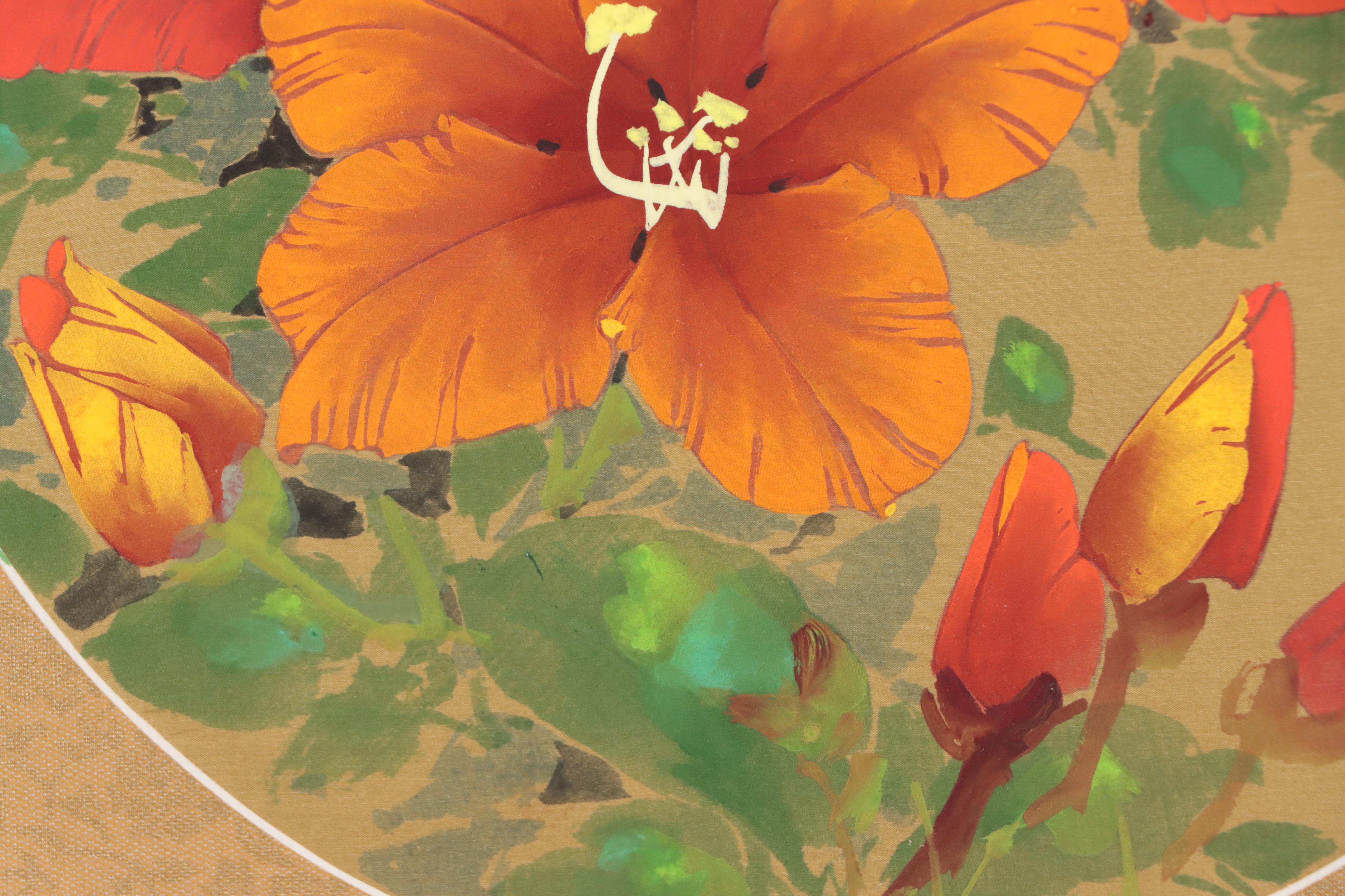 David Lee Watercolor Painting of Flowers