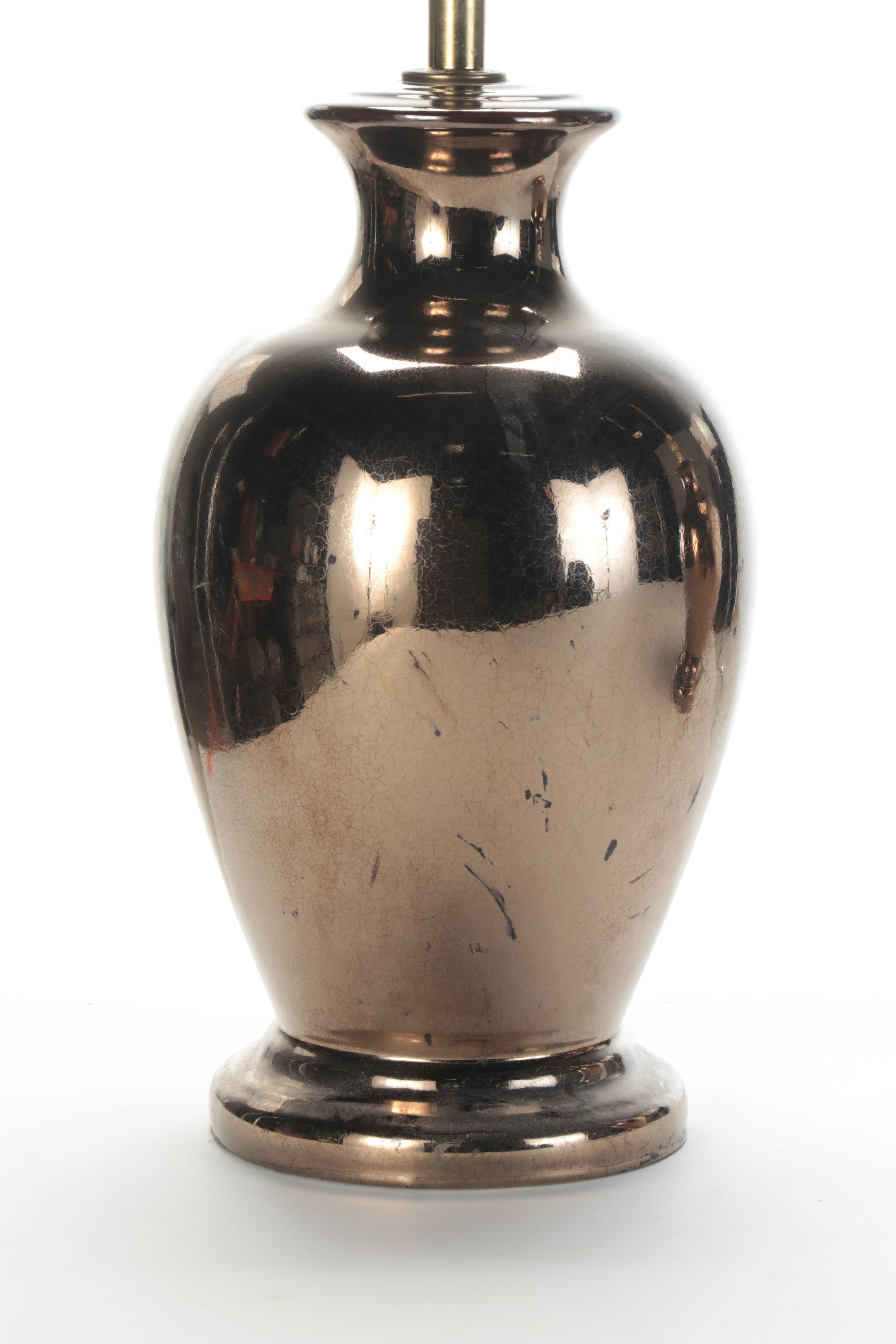 Pair of Bronzed Mercury Glass Table Lamps, Late 20th Century