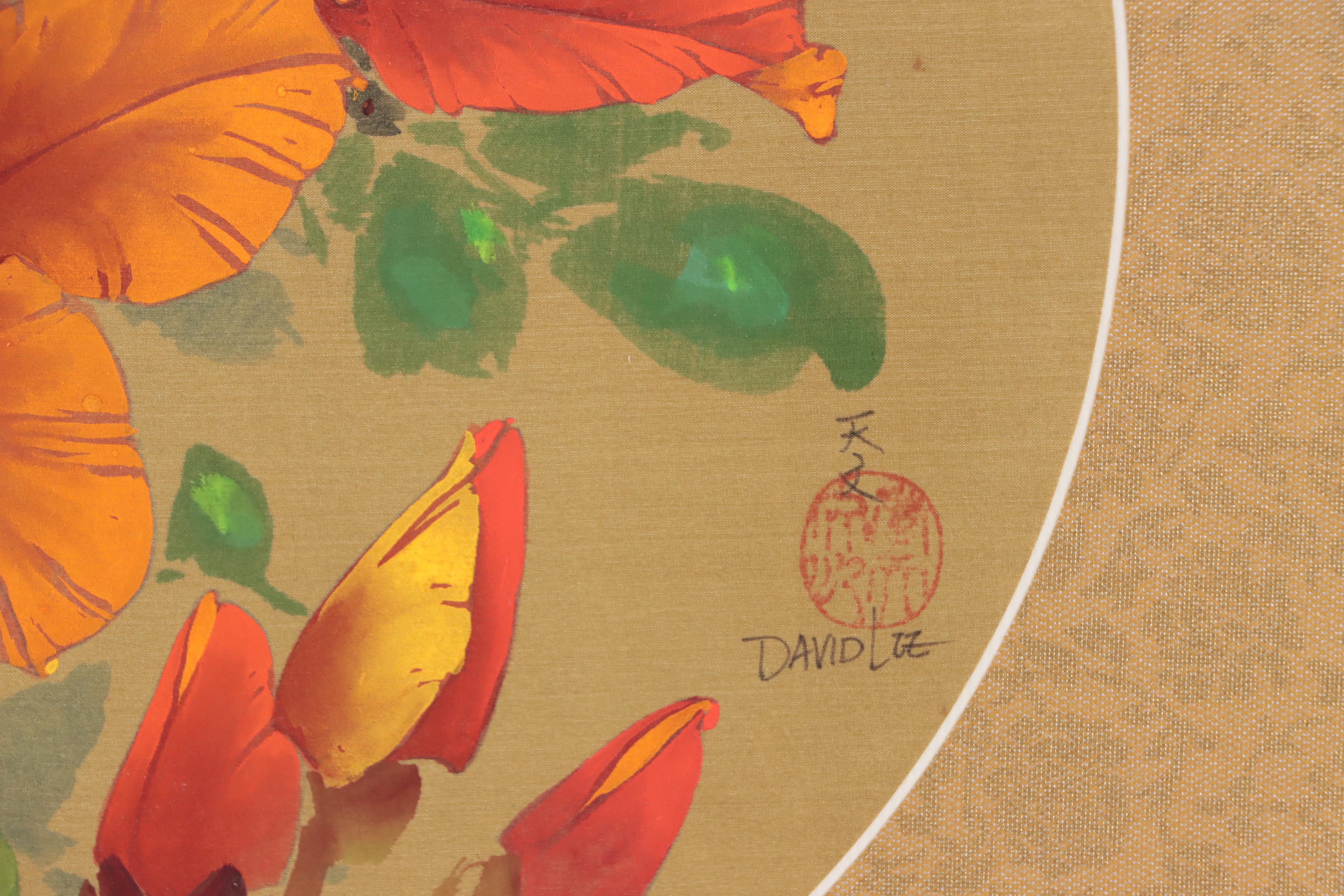 David Lee Watercolor Painting of Flowers