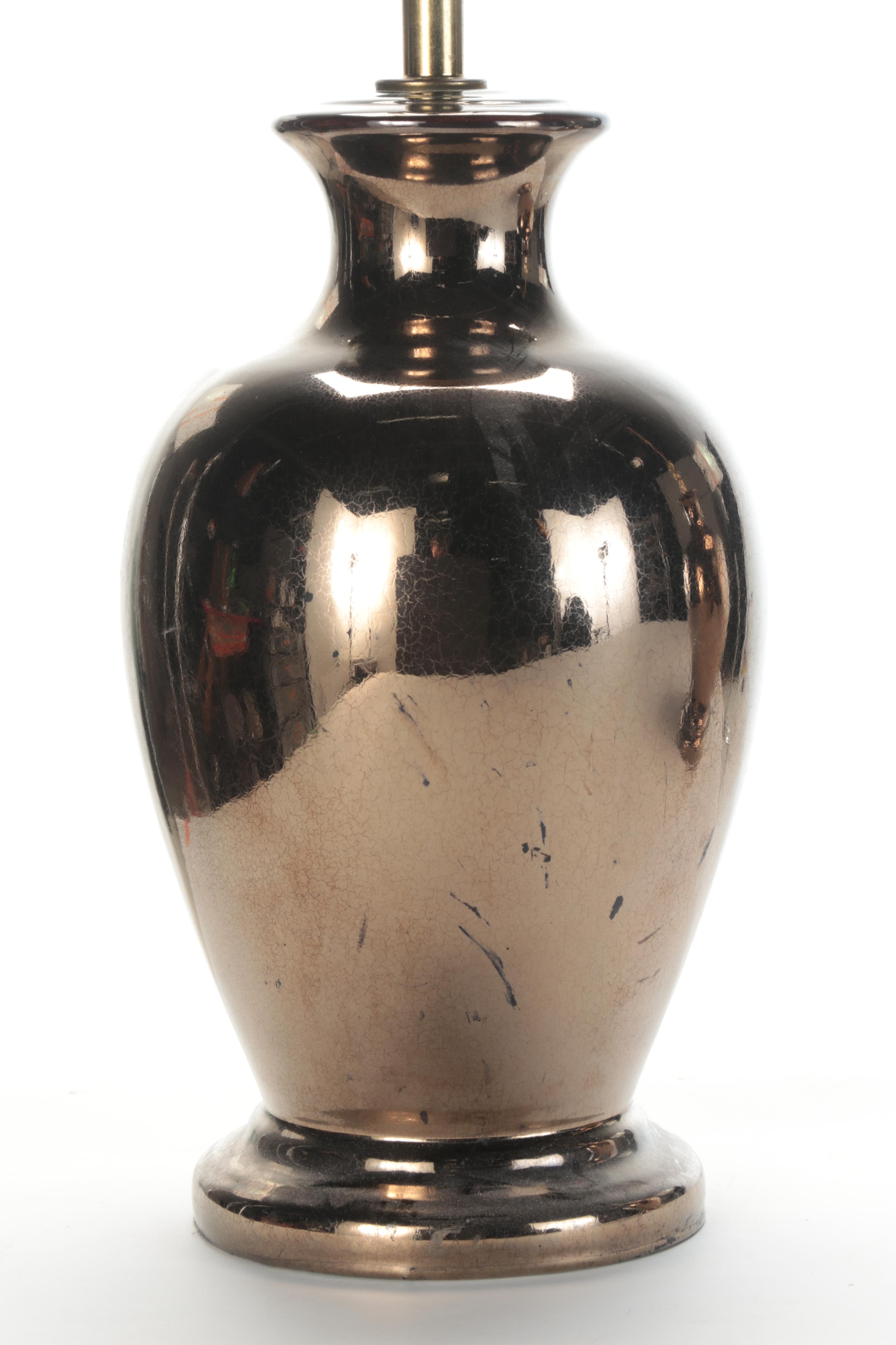 Pair of Bronzed Mercury Glass Table Lamps, Late 20th Century