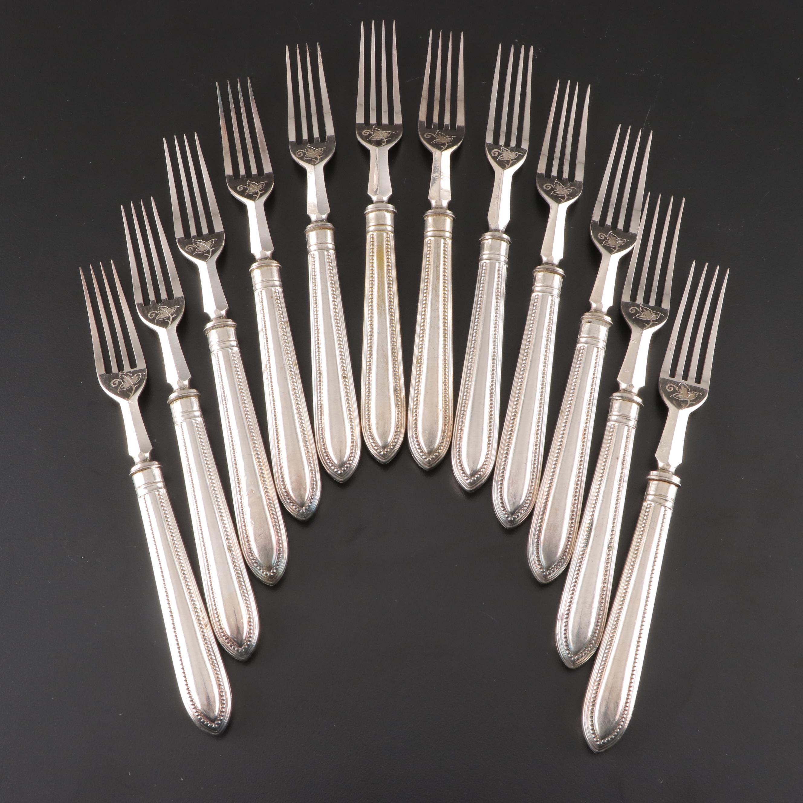 British Silver Plate Fish Service for Twelve with Presentation Case, 19th C.