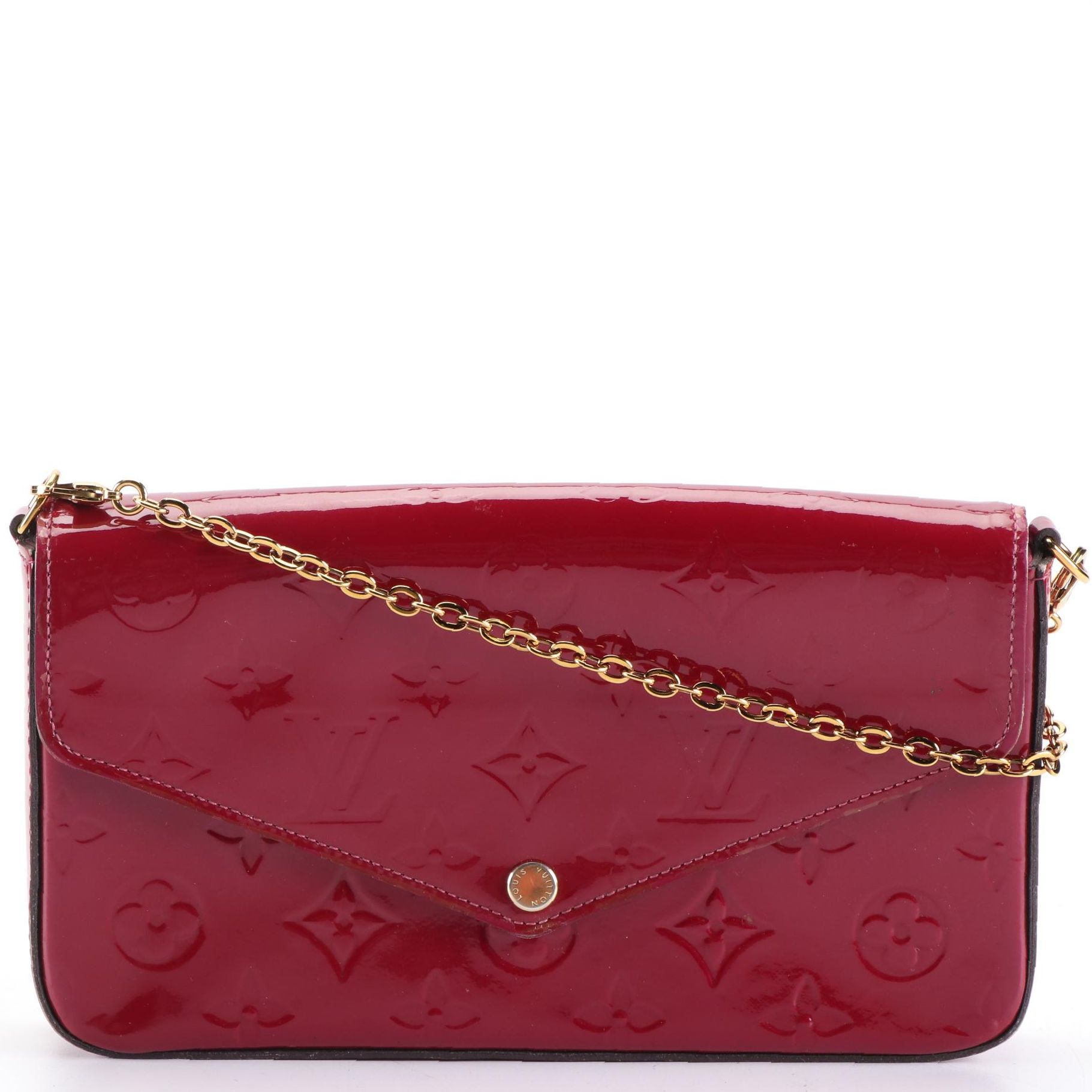 Louis Vuitton Félicie Pochette in Monogram Vernis with Chain Strap and Pouches
