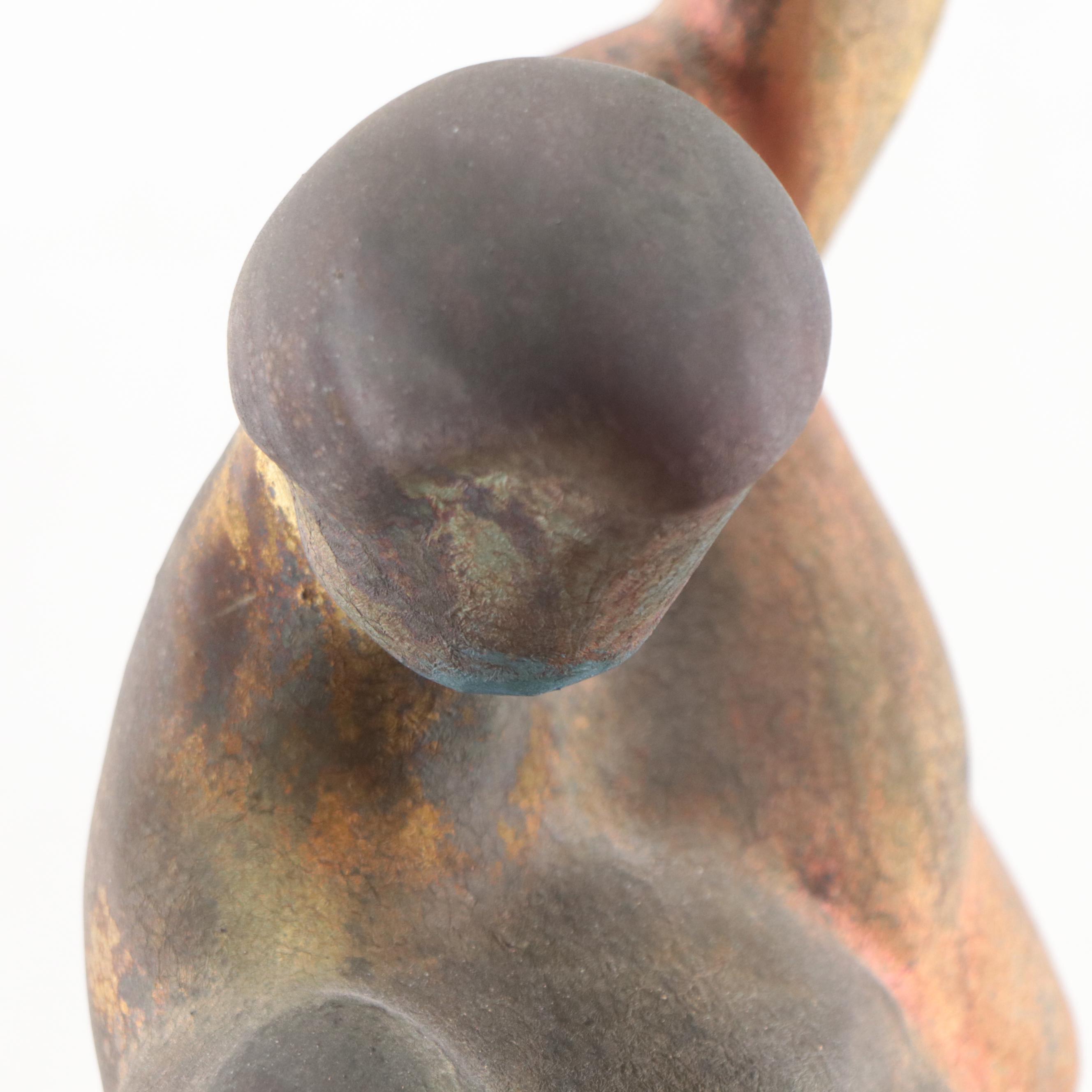 George Tudzarov Futurist Inspired Figural Fired Clay Sculpture