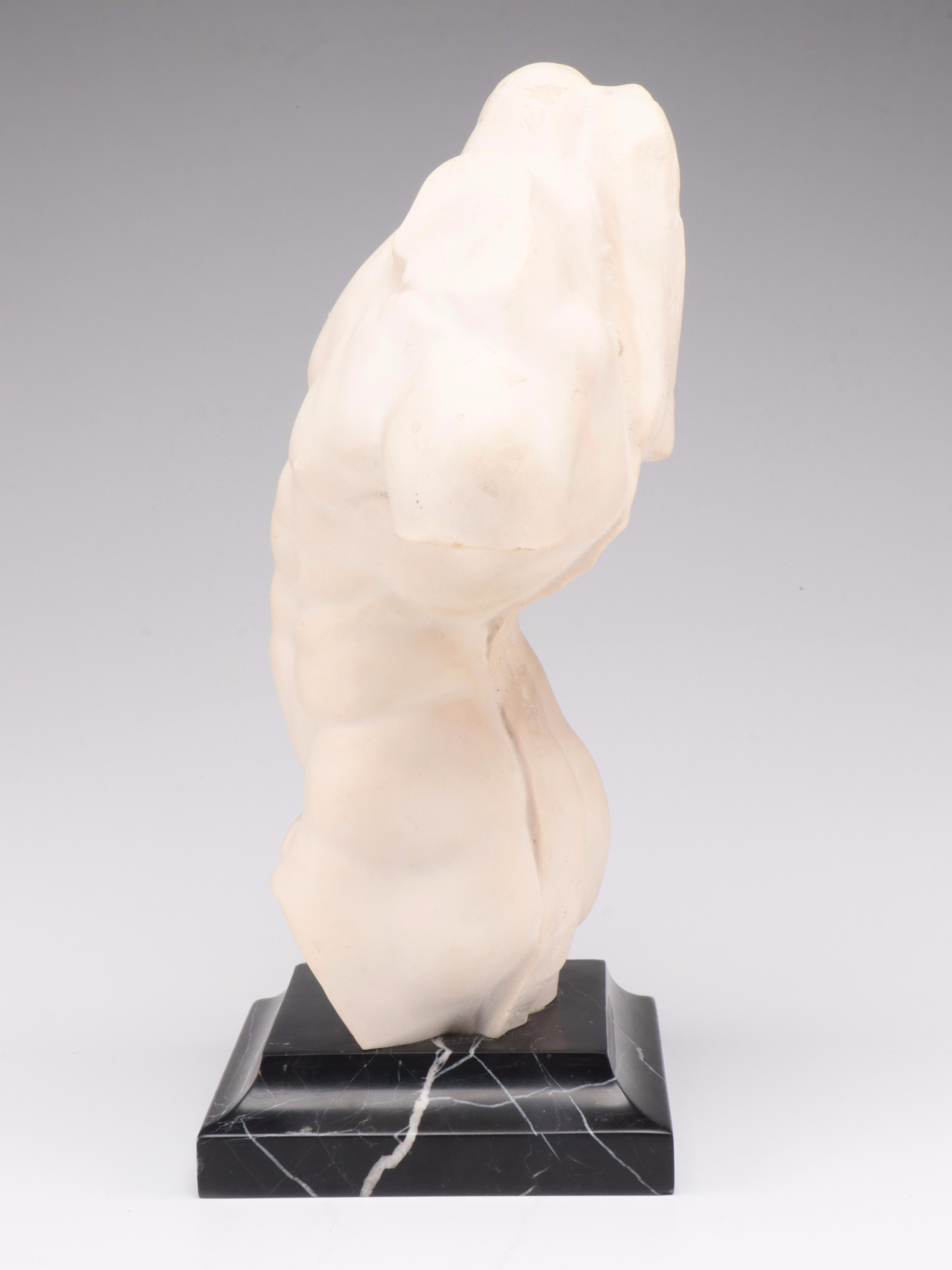 Sculptured Arts Dilettanti Cast Stone Torso on Marble After Aime-Jules Dalou